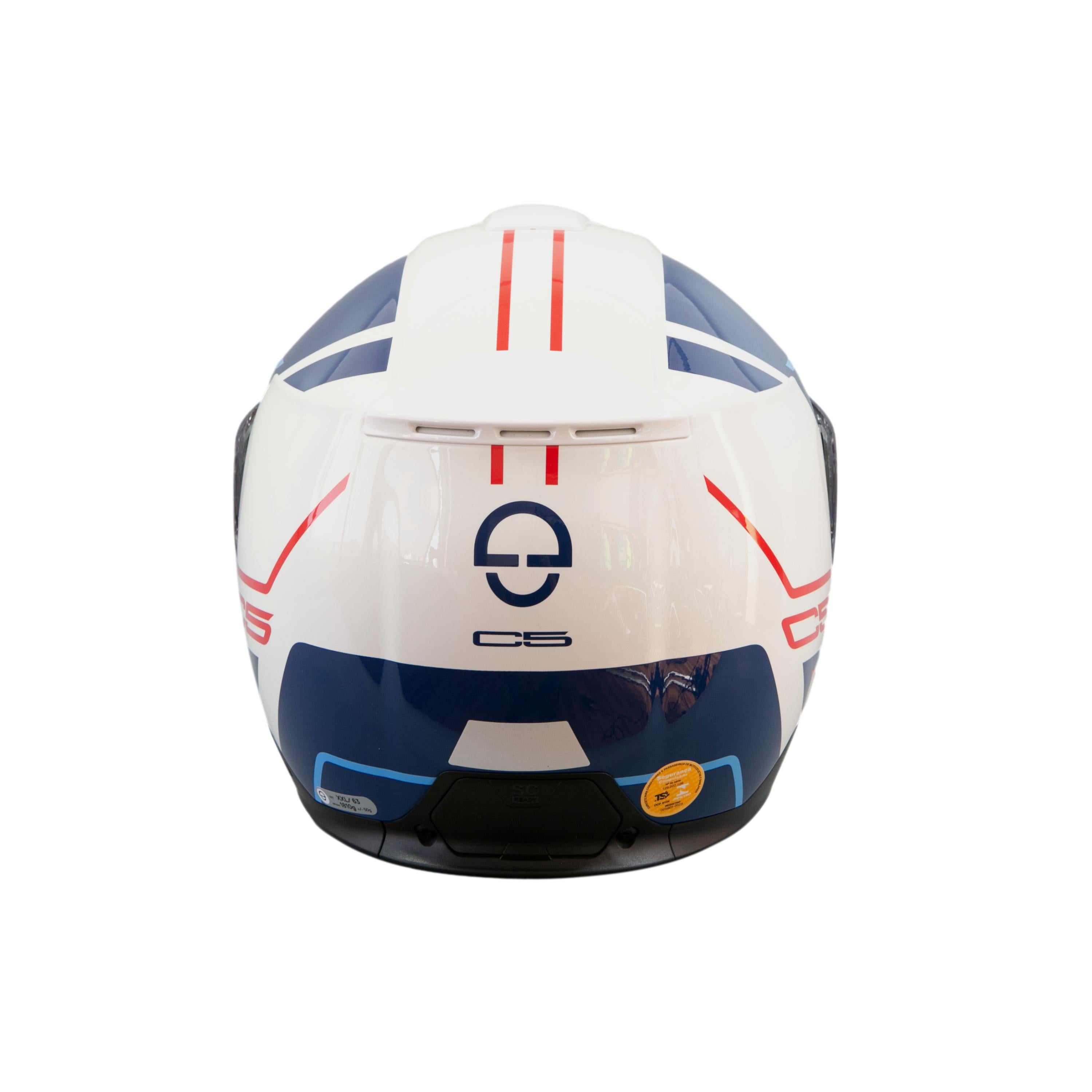 Capacete Masculino Motociclismo Shuberth C5 Pinlock 120 Branco/Azul Saquinho Proteção e Caixa - Tamanho XXL 63 (Novo)