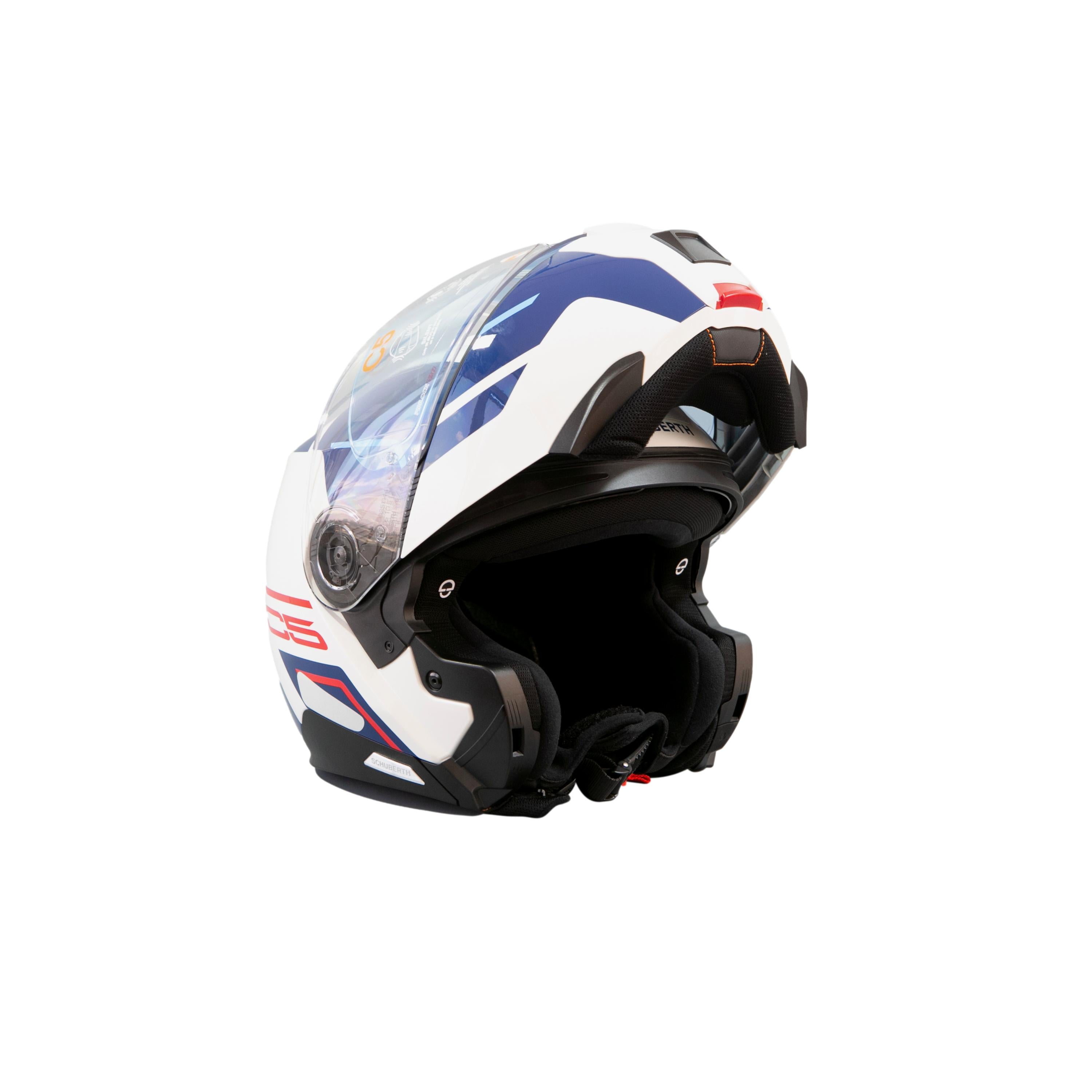 Capacete Masculino Motociclismo Shuberth C5 Pinlock 120 Branco/Azul Saquinho Proteção e Caixa - Tamanho XXL 63 (Novo)
