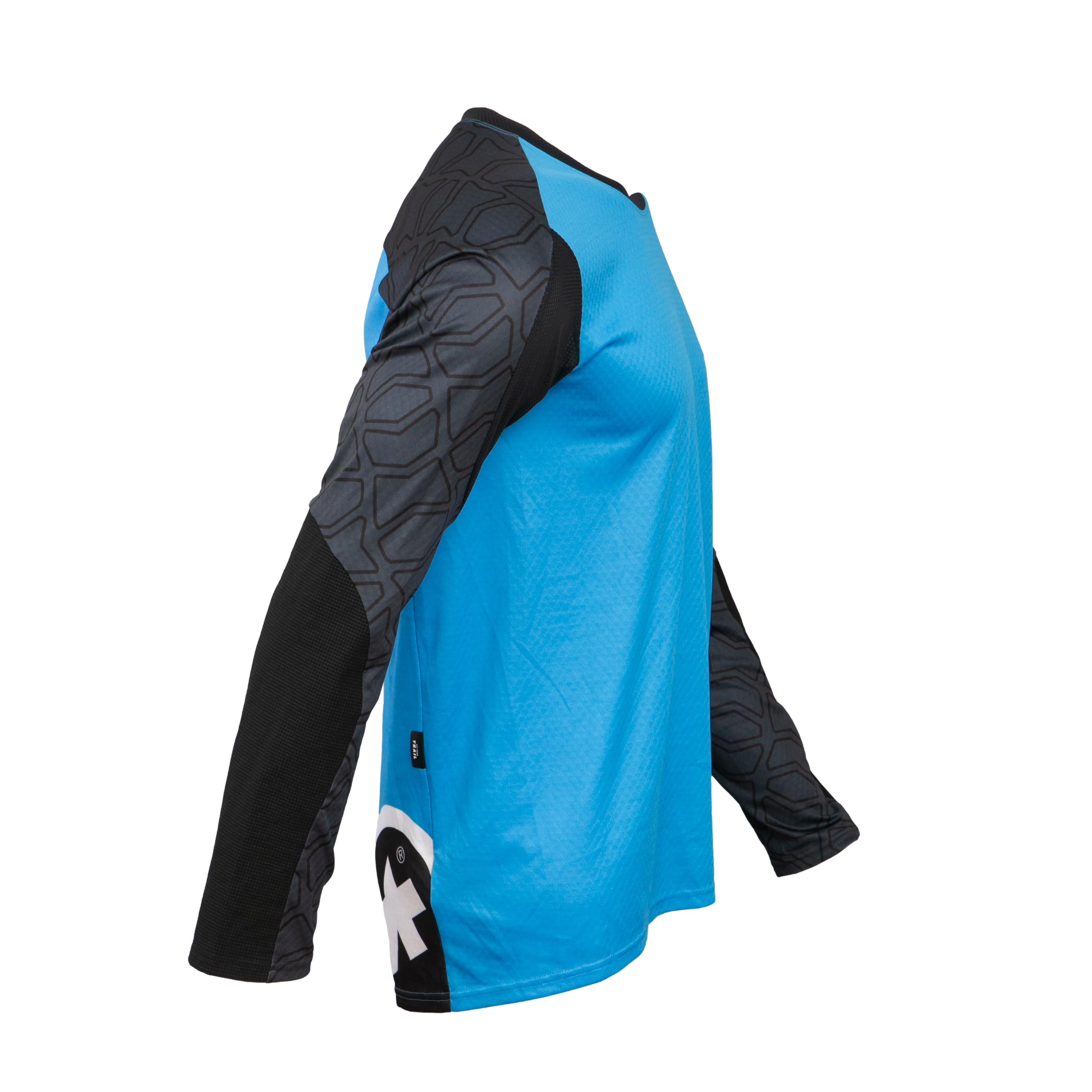 Camiseta Manga Longa Jersey Masculina Motociclismo Assos Trail LS Azul/Preta - Tamanho L