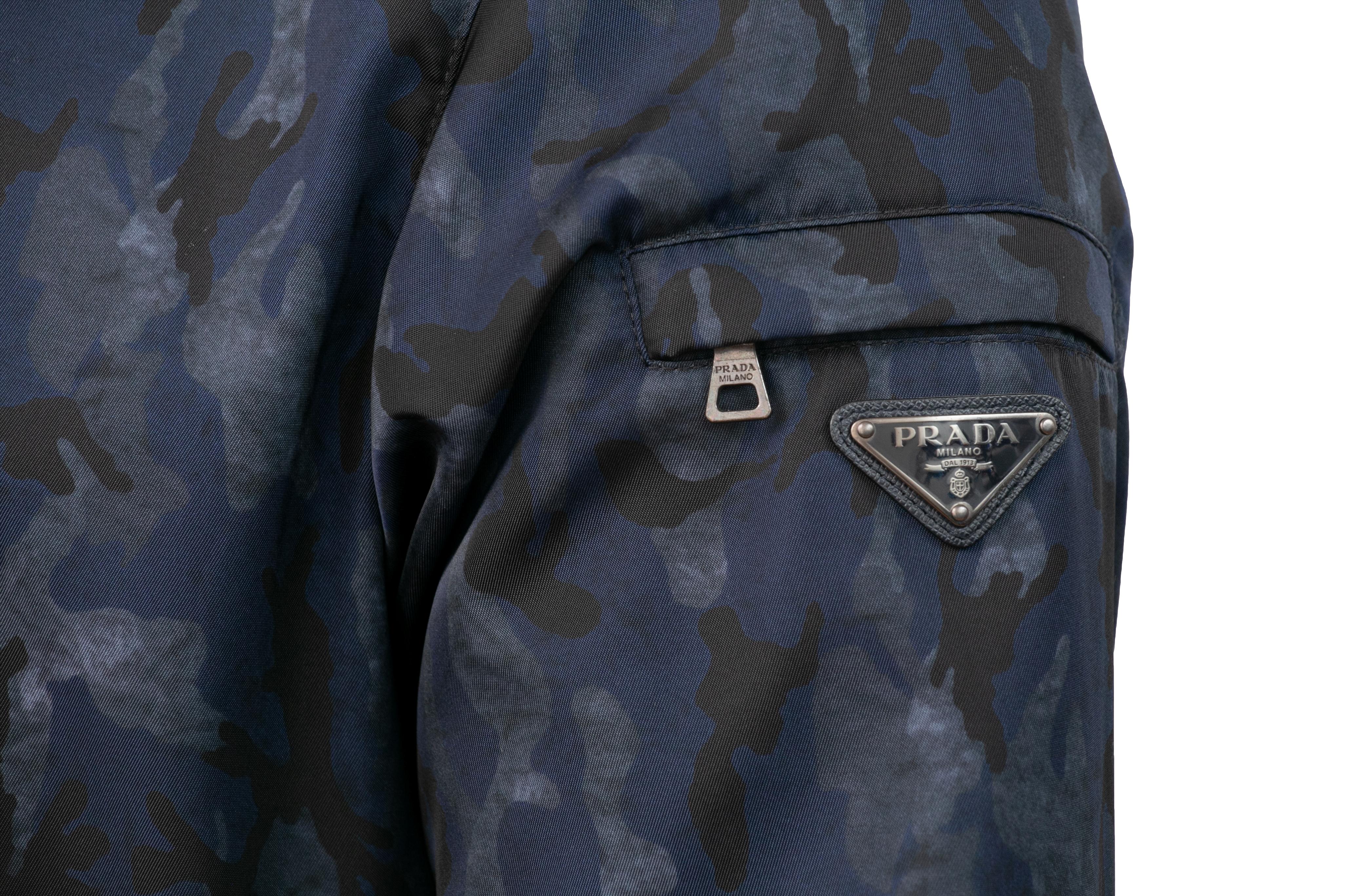Casaco Masculino Ski Prada Milano Blue Camo Nylon Camouflage - Tamanho S