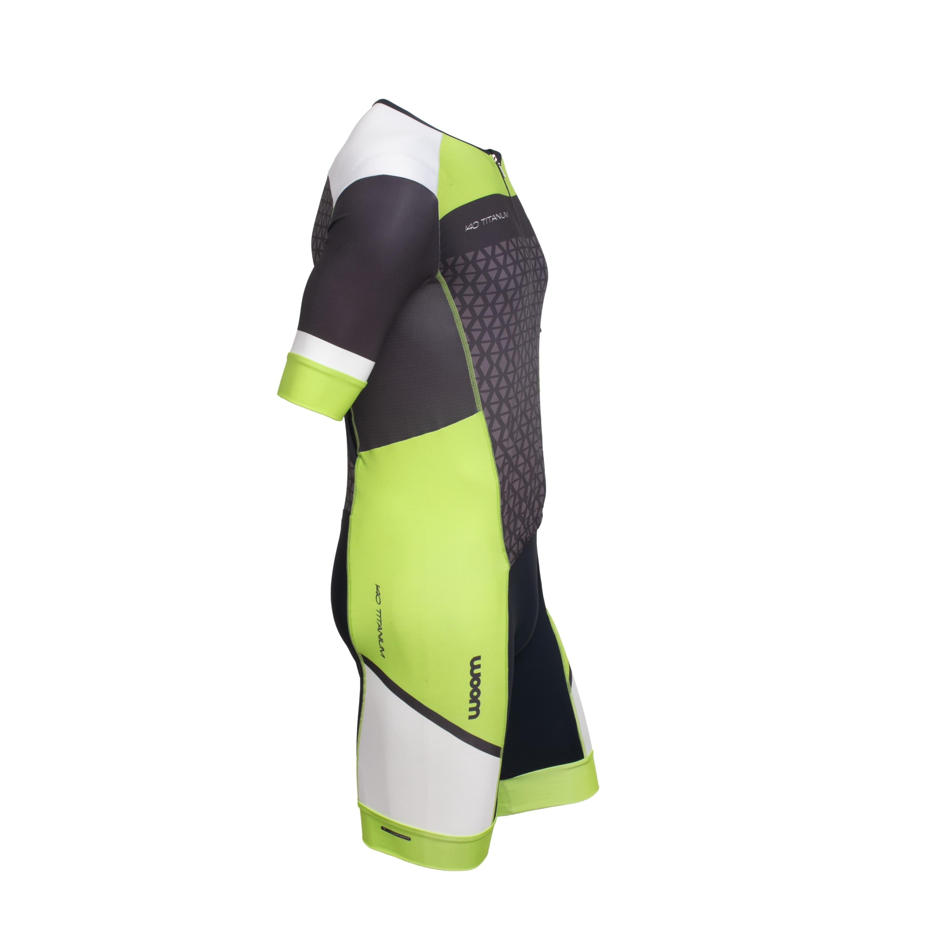 Macacão Masculino Ciclismo Woom 140 Titanium Preto/Verde - Tamanho GG