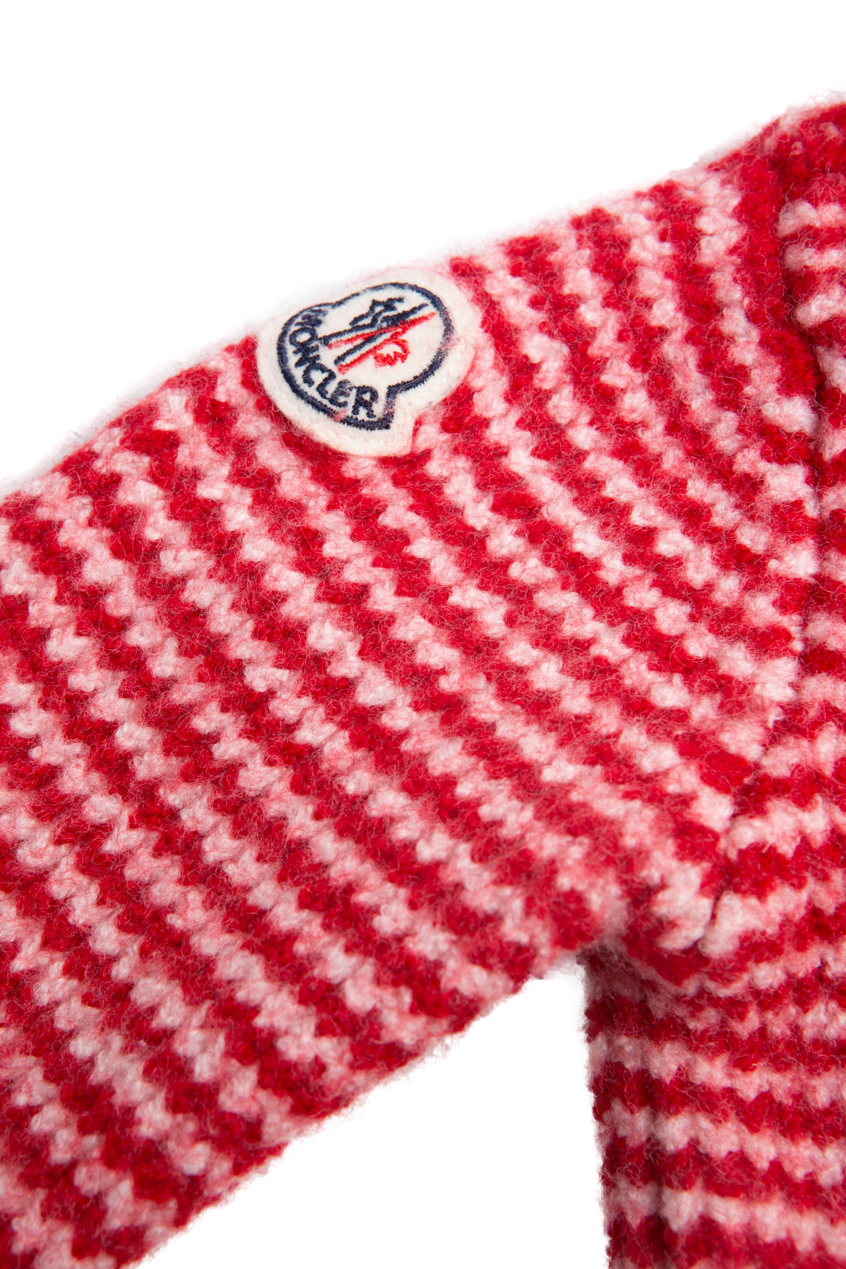 Casaco Infantil Malha Moncler Listrado Vermelho - Tamanho 85cm