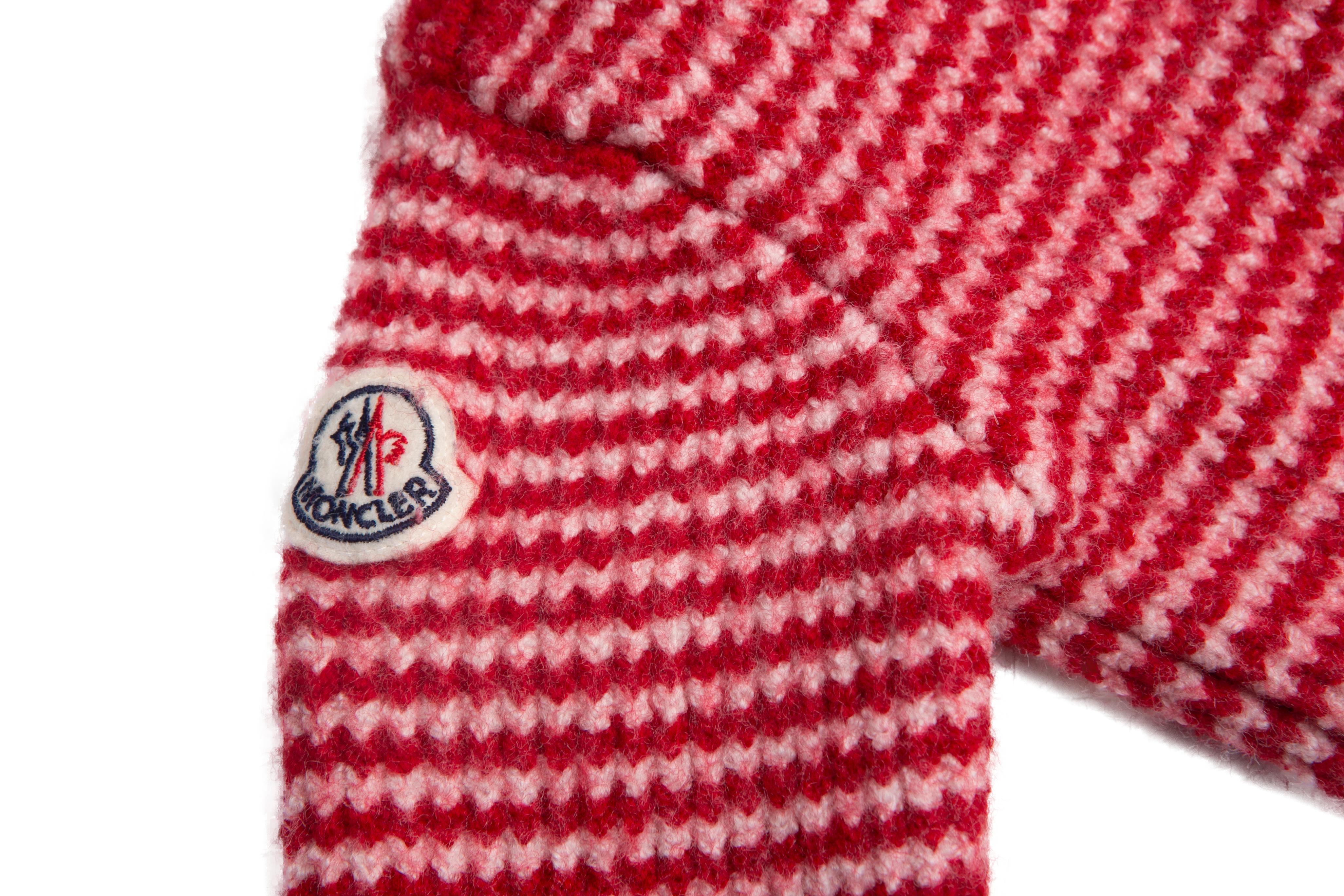 Casaco Infantil Malha Moncler Listrado Vermelho - Tamanho 85cm