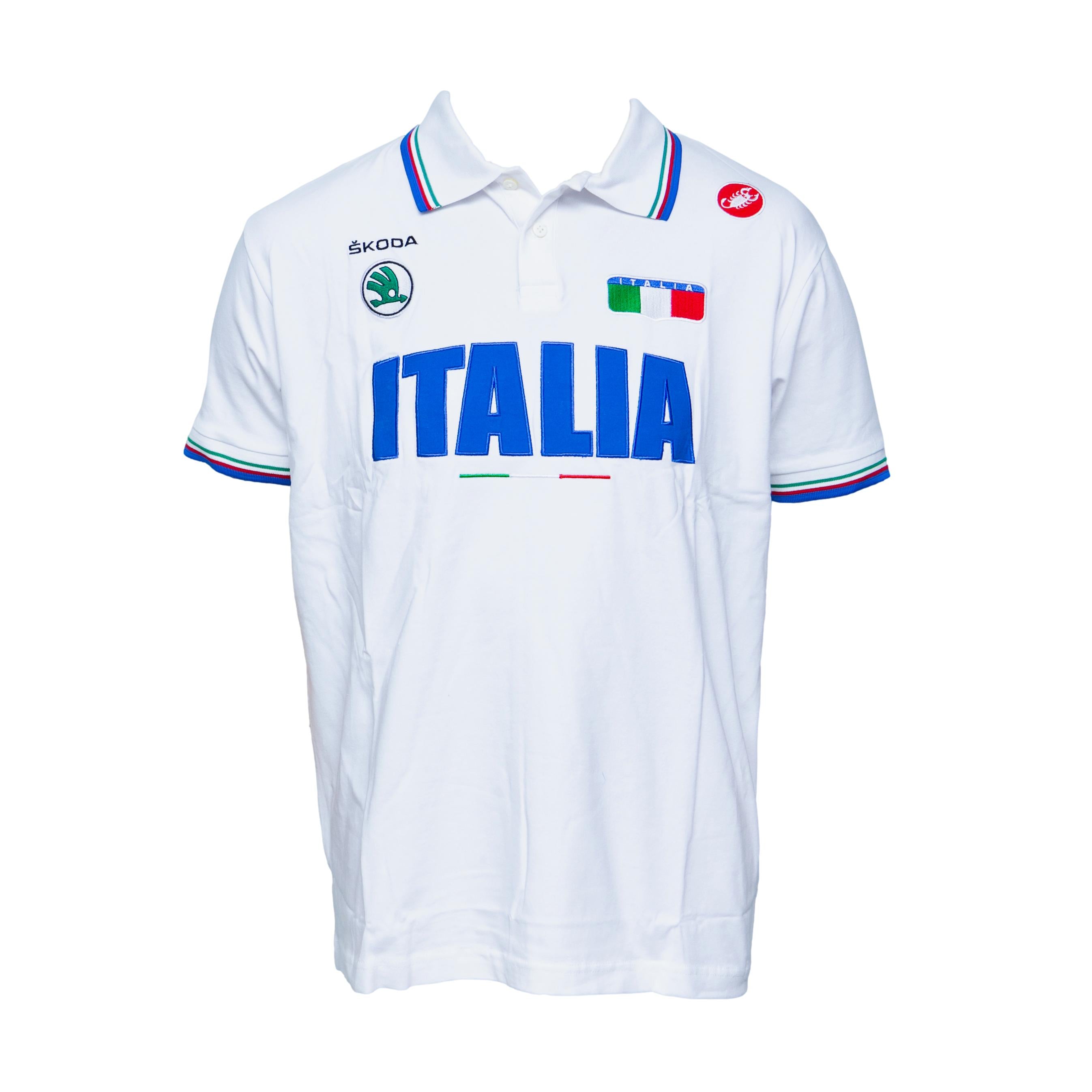 Camisa Polo Masculina Castelli Curta Azzurro Itália - Tamanho XL