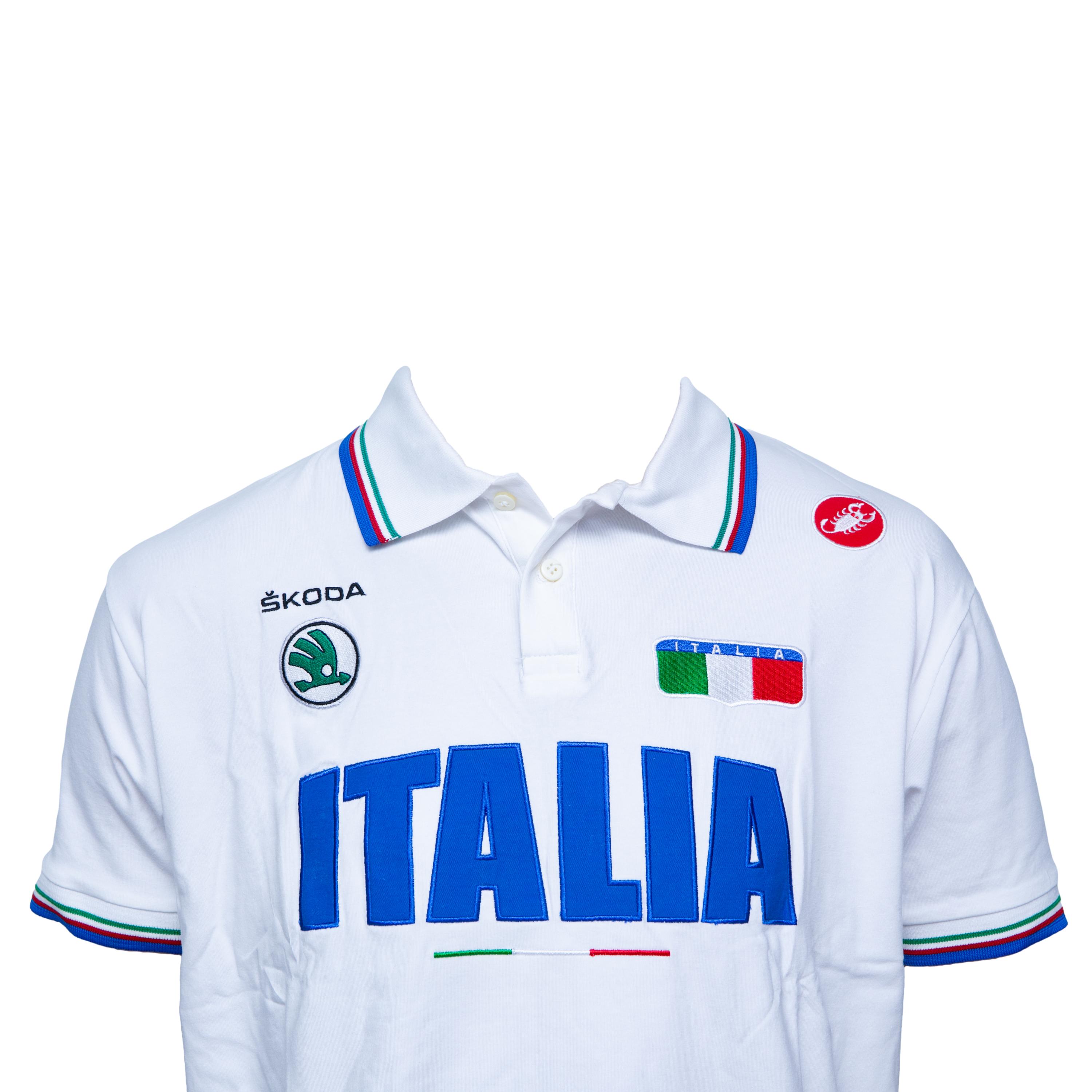 Camisa Polo Masculina Castelli Curta Azzurro Itália - Tamanho XL