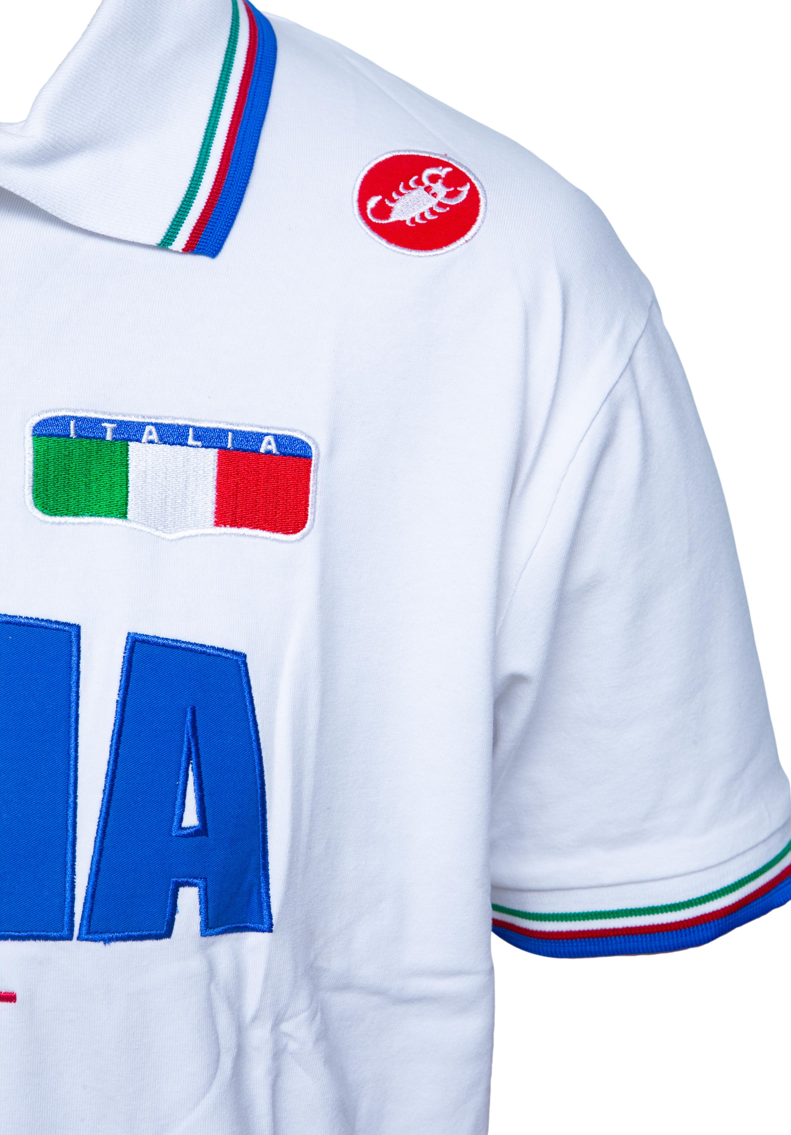 Camisa Polo Masculina Castelli Curta Azzurro Itália - Tamanho XL