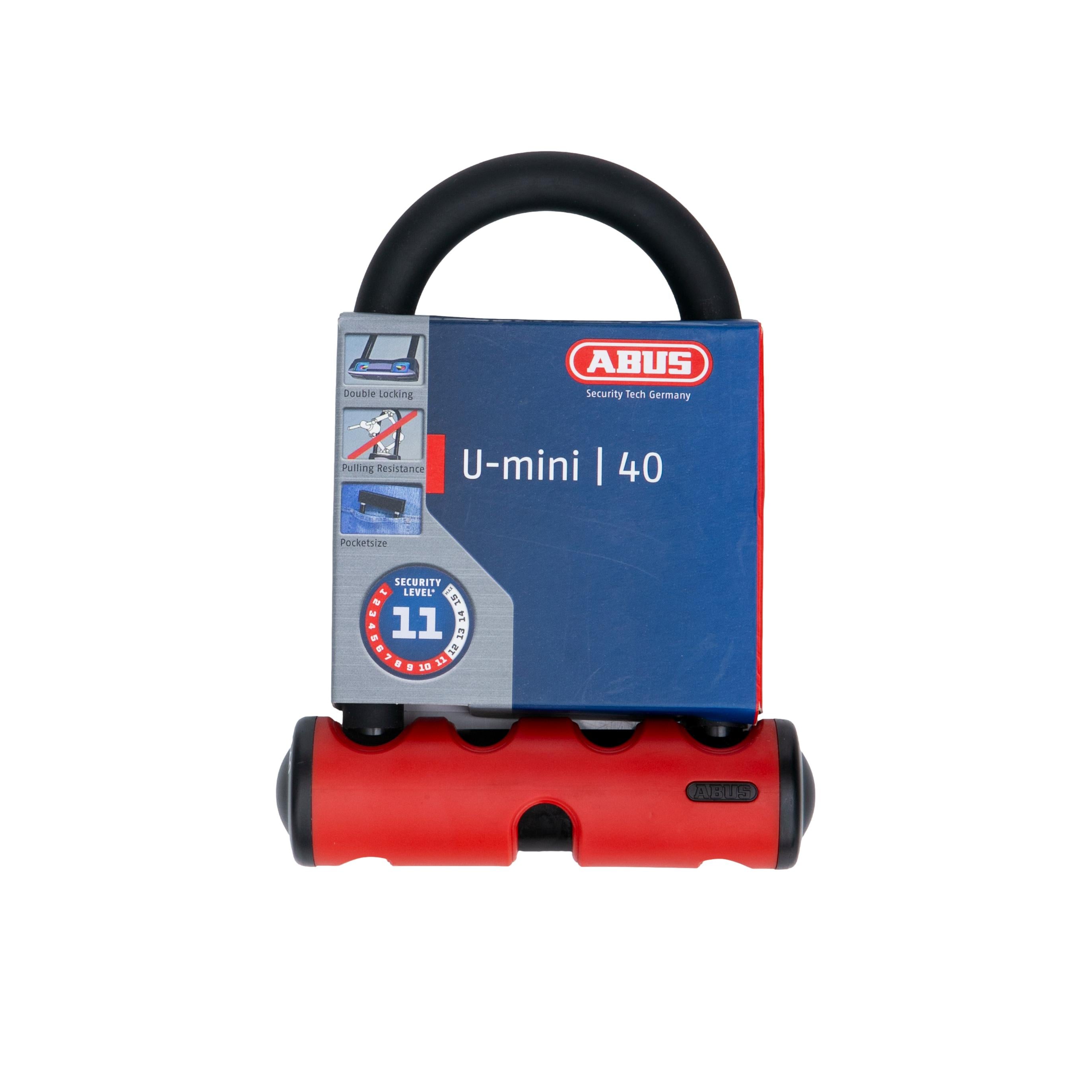 Cadeado Abus 40/130 Chave HB140 U-Lock U-Mini Vermelho