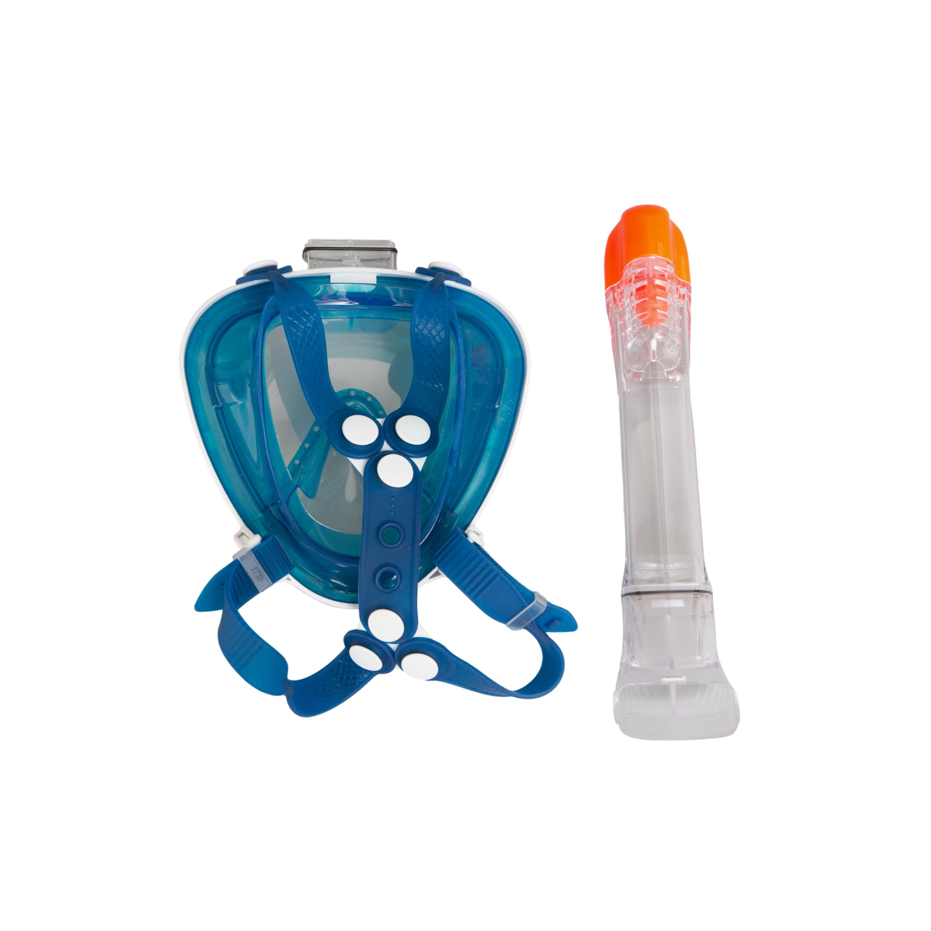 Máscara Unissex Mergulho Mormaii Full Face Odyssey Branco/Azul Com Capa - Tamanho Único