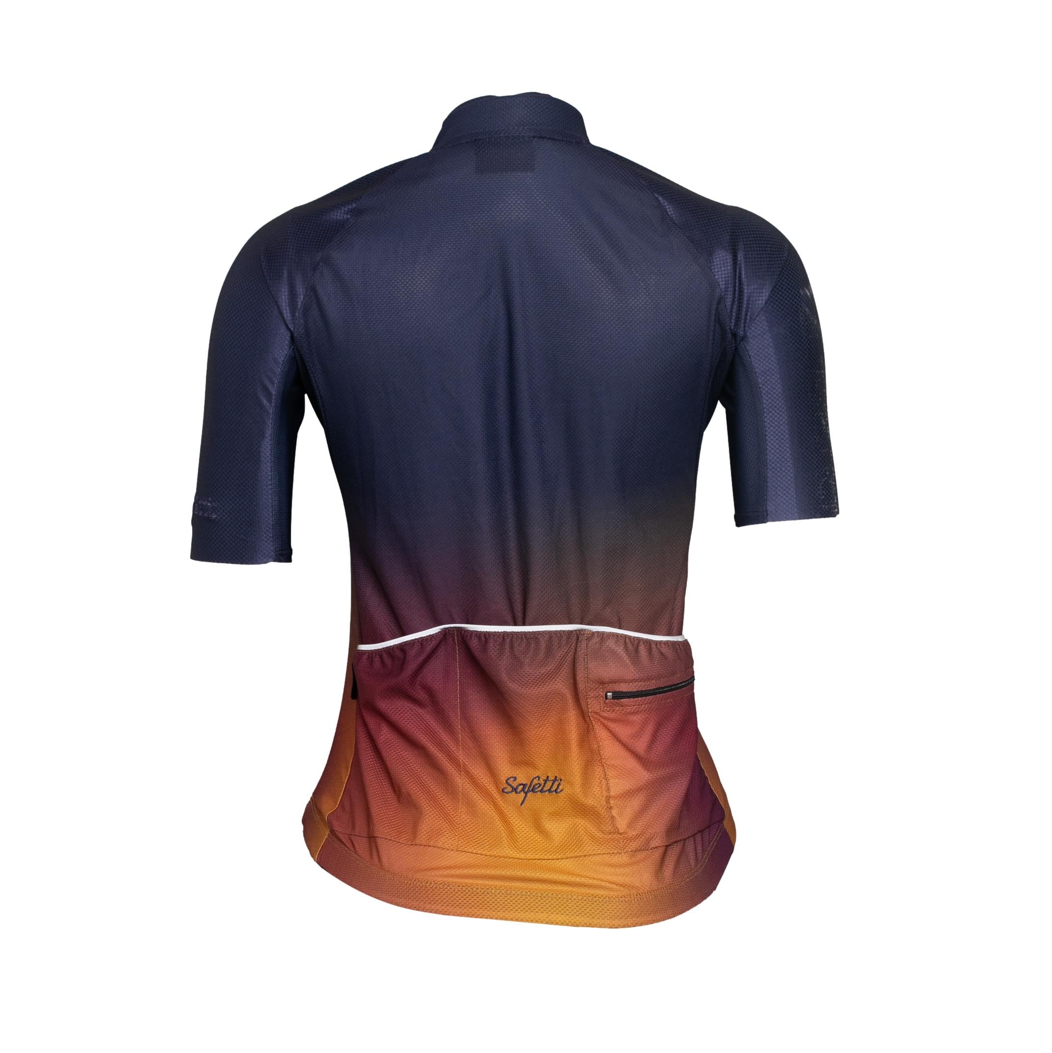 Camiseta Jersey Feminina Ciclismo Safety Azul/Roxo/Amarelo - Tamanho M