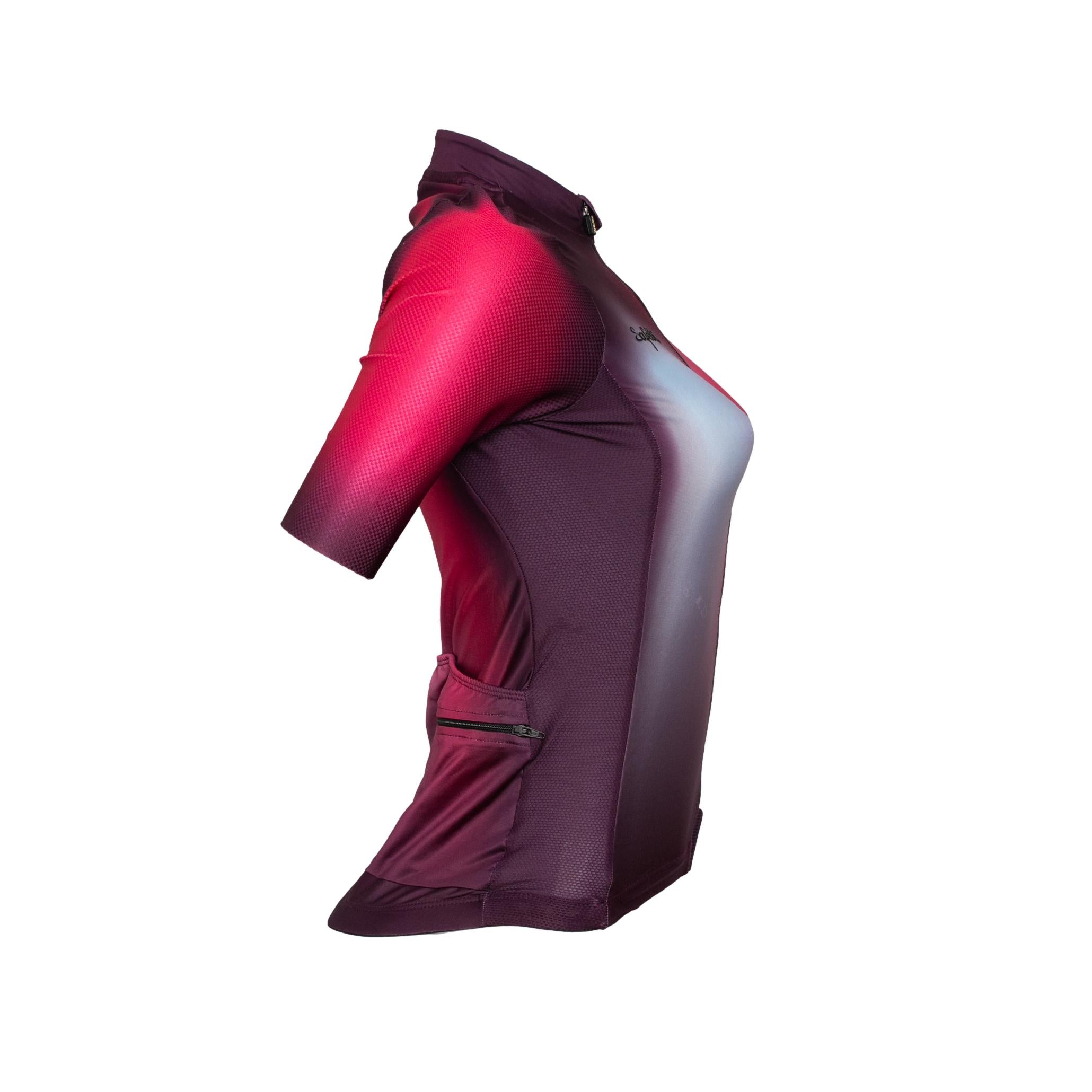 Camiseta Jersey Feminina Ciclismo Safety Ilimitado Roxo e Rosa - Tamanho M