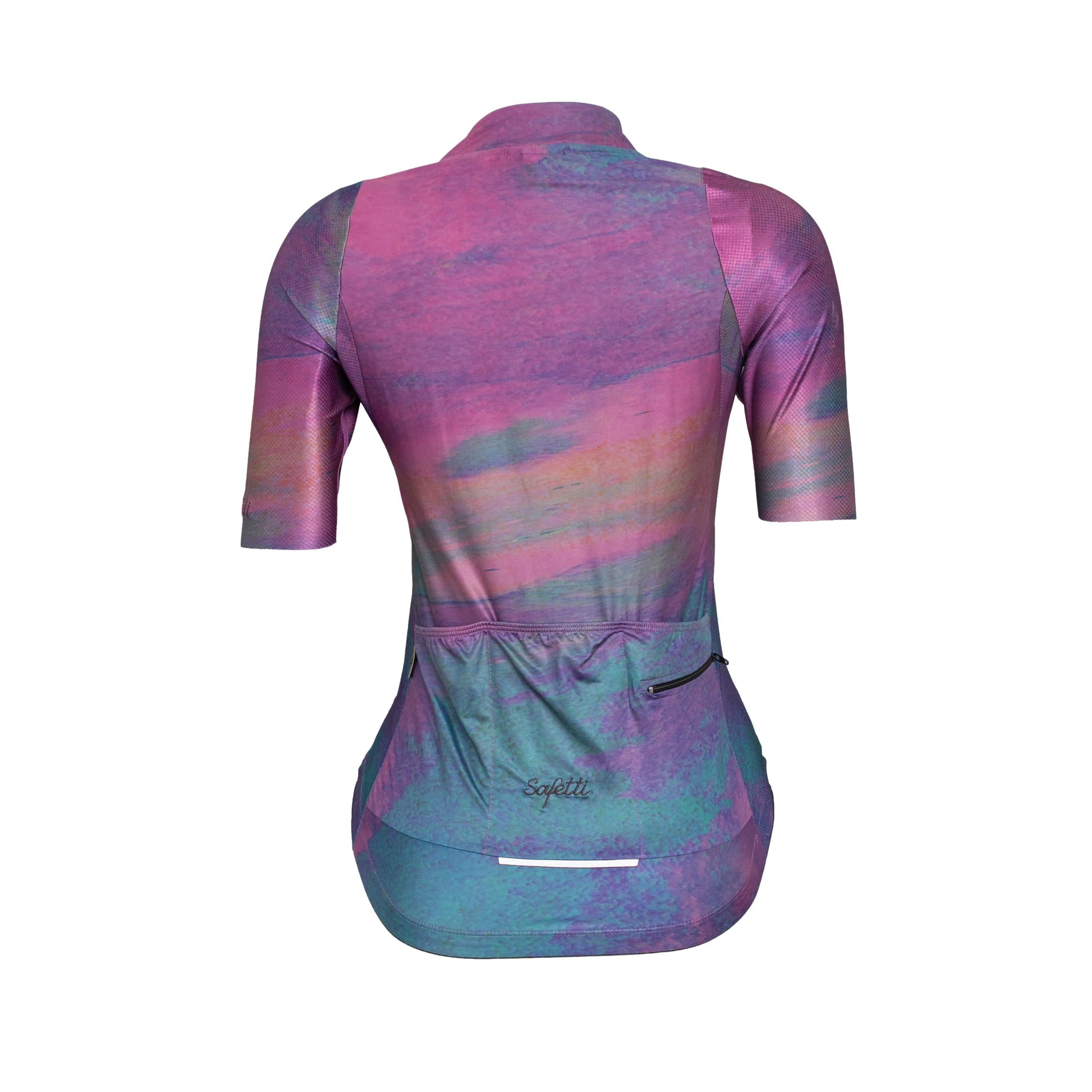 Camiseta Jersey Feminina Ciclismo Safety Libertá Roxo e Verde - Tamanho S