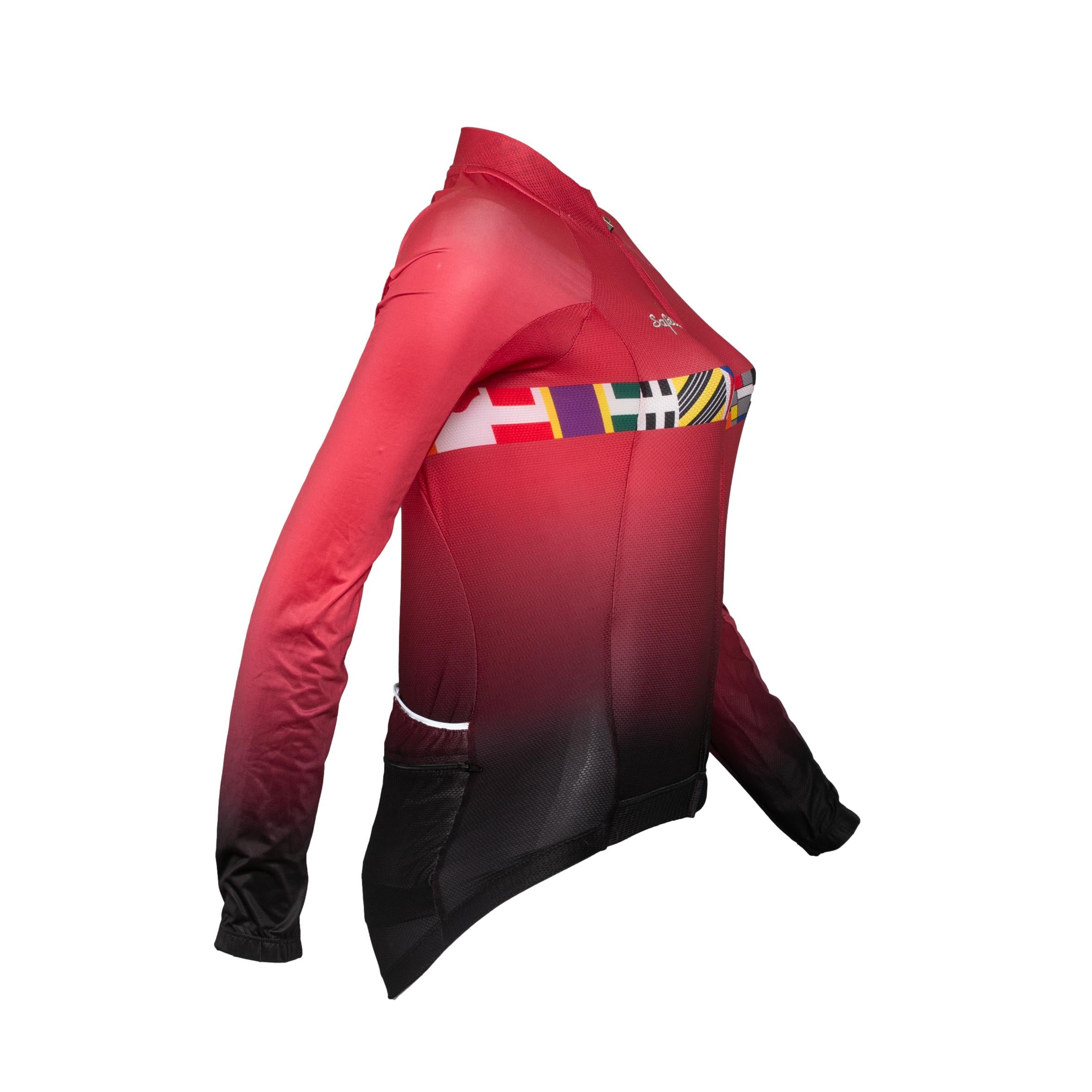 Camiseta Jersey Feminina Ciclismo Safety Monument Epiccycling Vermelha e Preta - Tamanho S