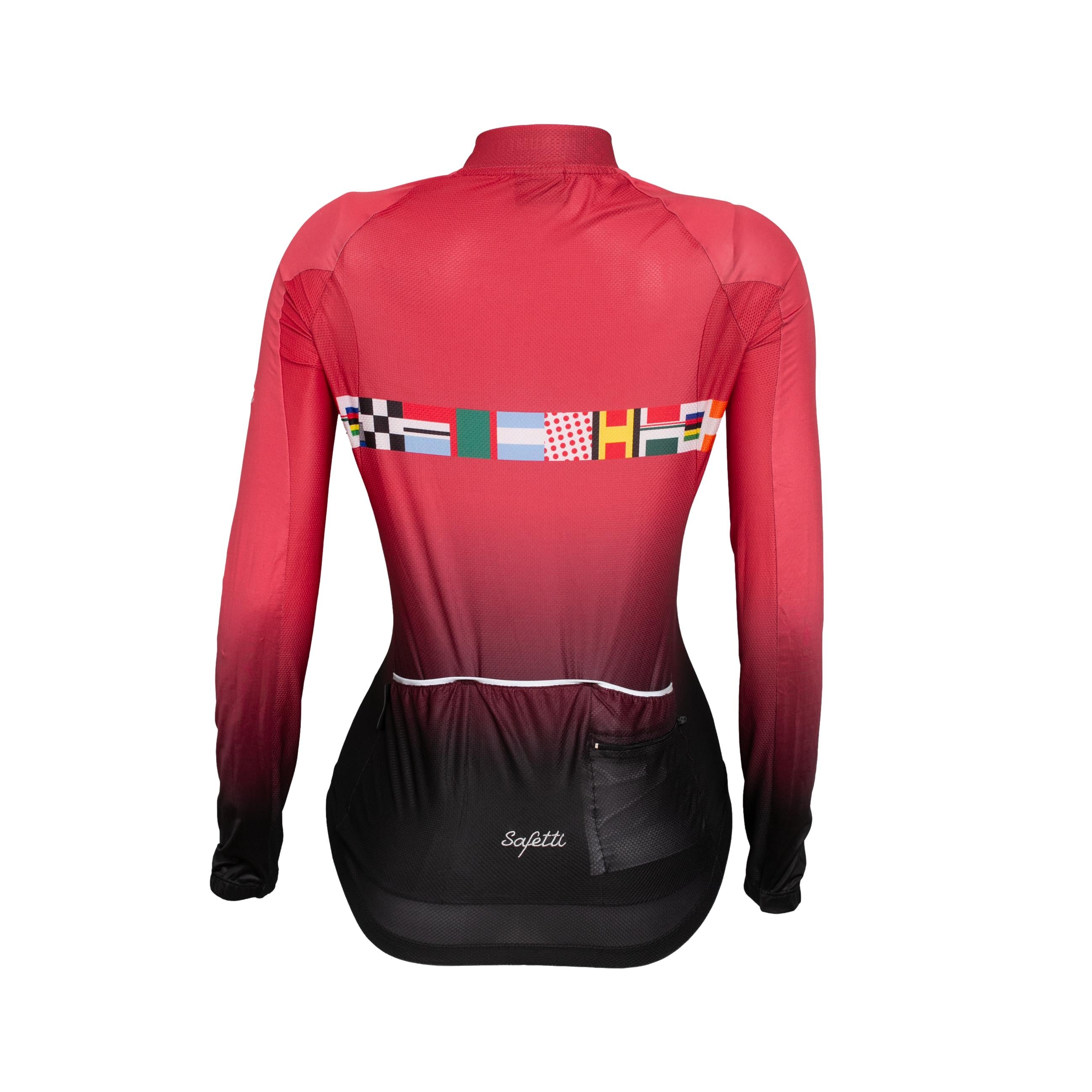Camiseta Jersey Feminina Ciclismo Safety Monument Epiccycling Vermelha e Preta - Tamanho S
