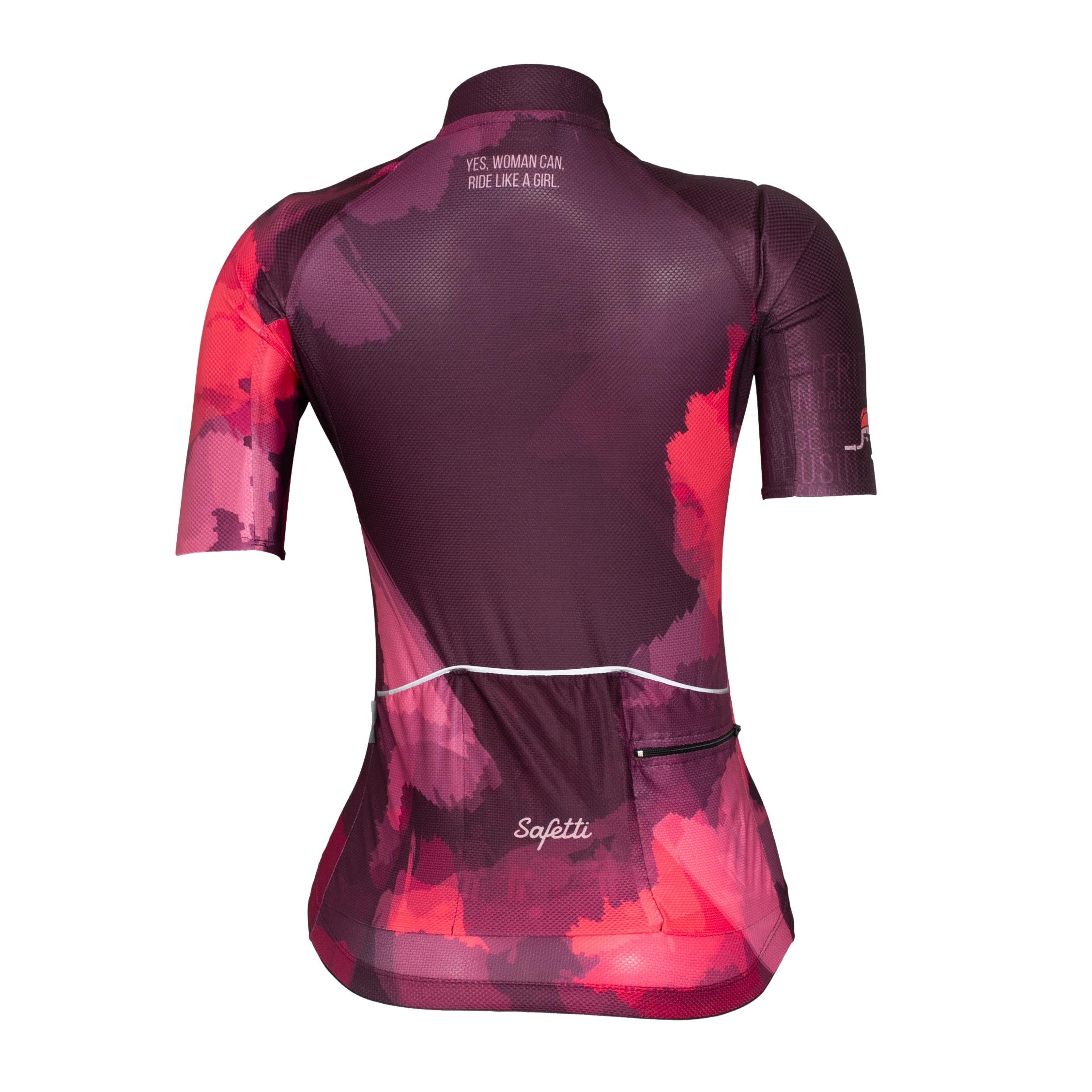 Camiseta Jersey Feminina Ciclismo Safety Roxo e Rosa - Tamanho S