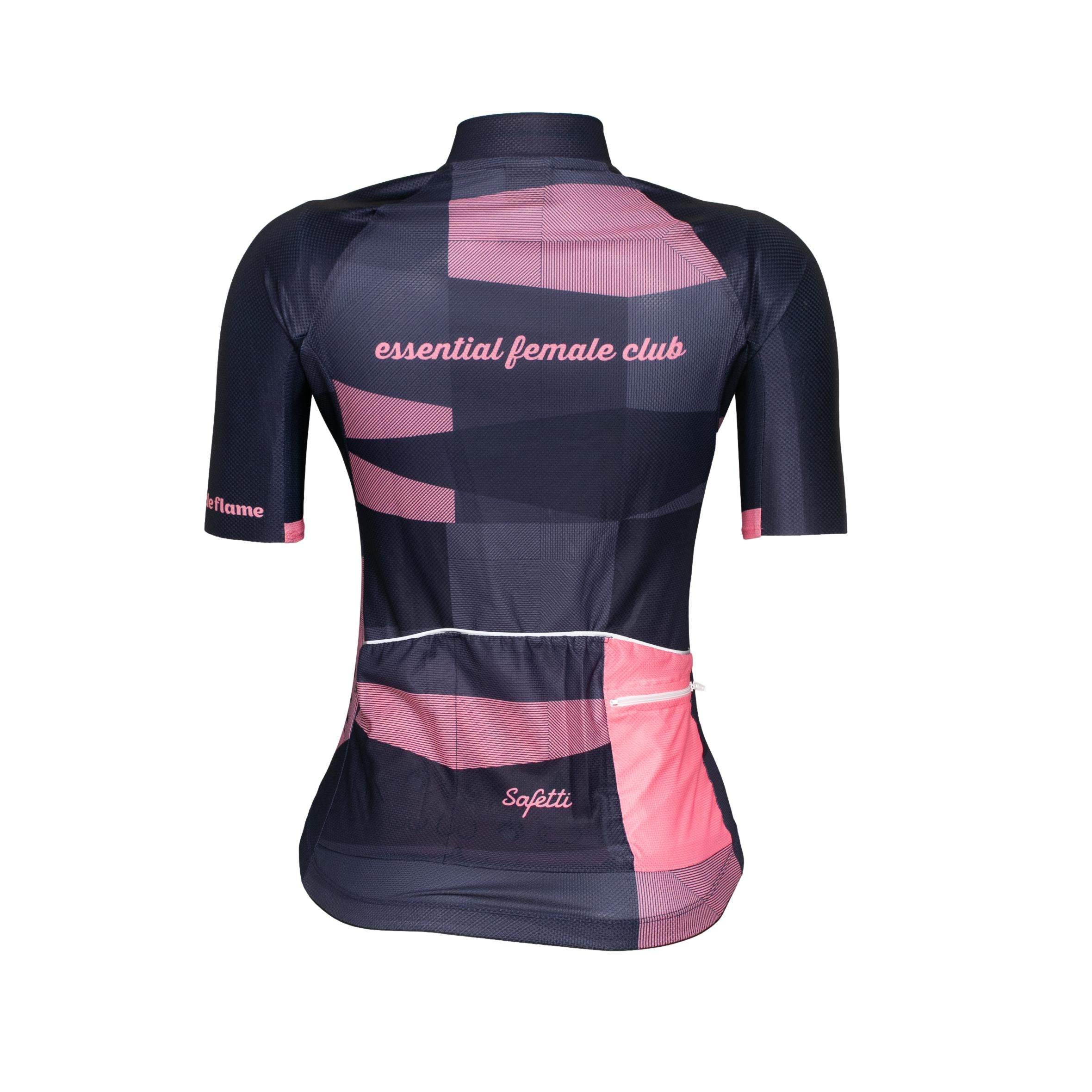 Camiseta Jersey Feminina Ciclismo Safety Azul e Rosa - Tamanho S