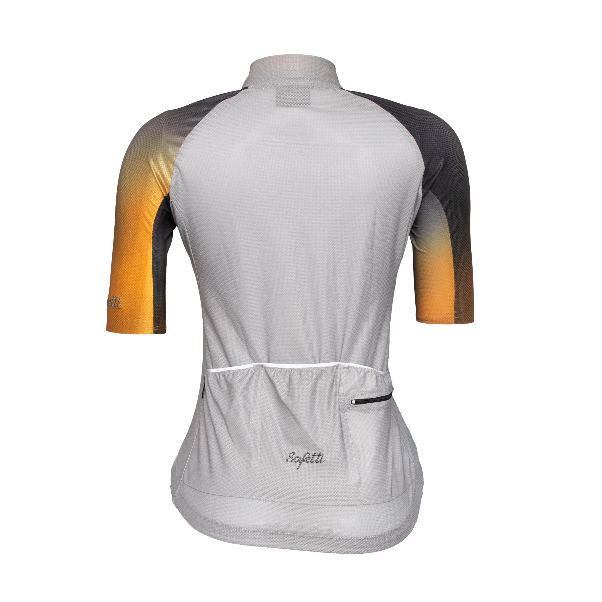 Camiseta Jersey Feminina Ciclismo Safety Libertá Cinza e Amarelo - Tamanho M