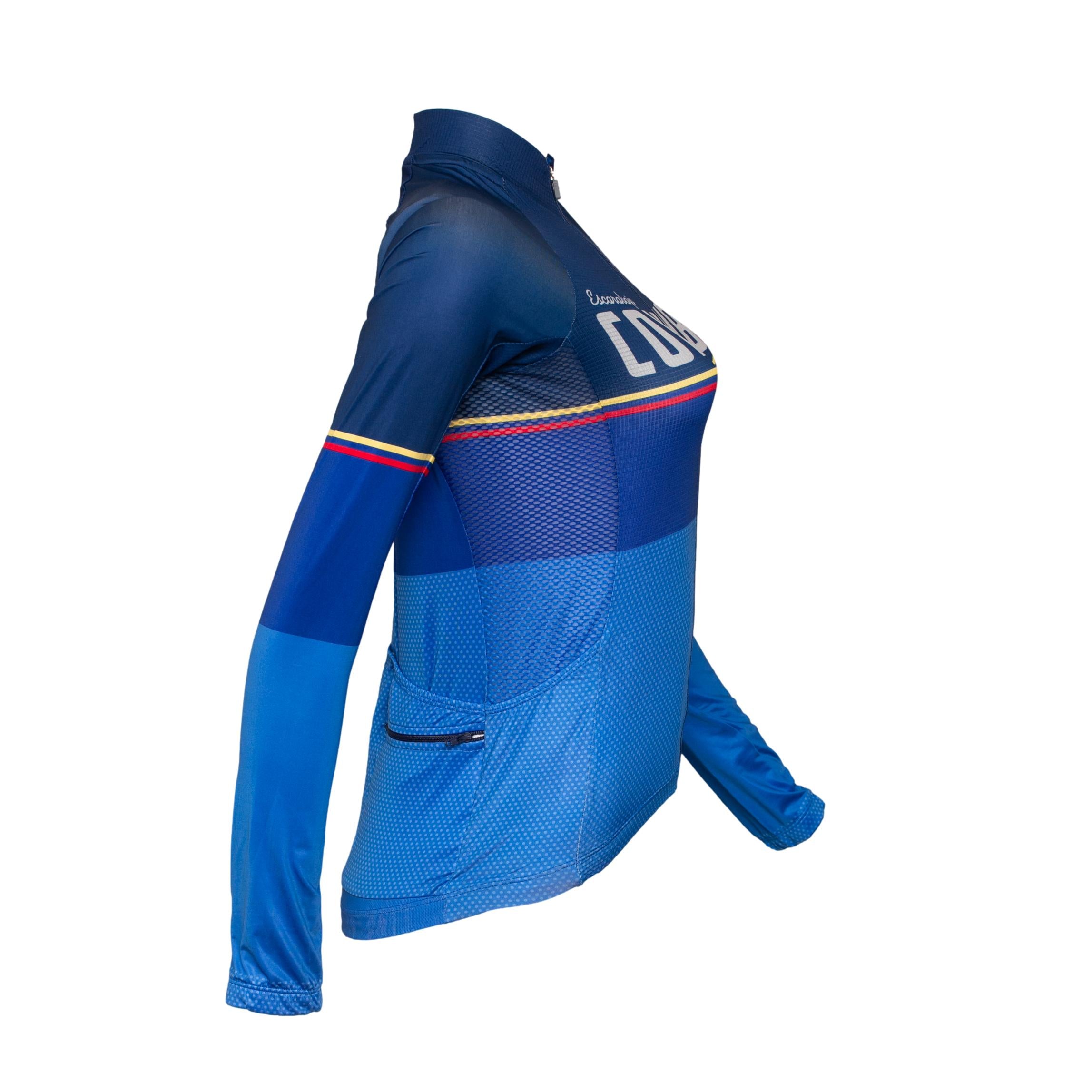 Camiseta Jersey Feminina Ciclismo Safety Eleganza Mitica Escarabajo Colombia Azul - Tamanho M