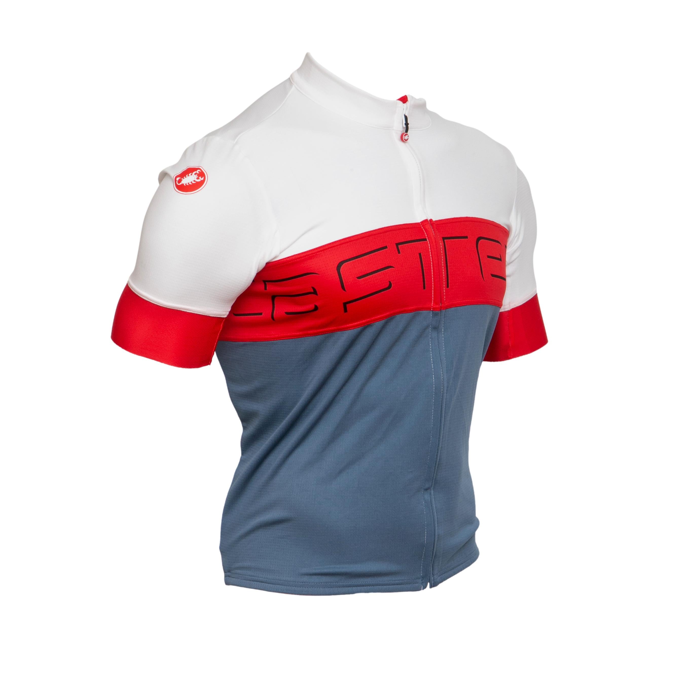 Jersey Unissex Ciclismo Castelli Branco/Vermelho - Tamanho M