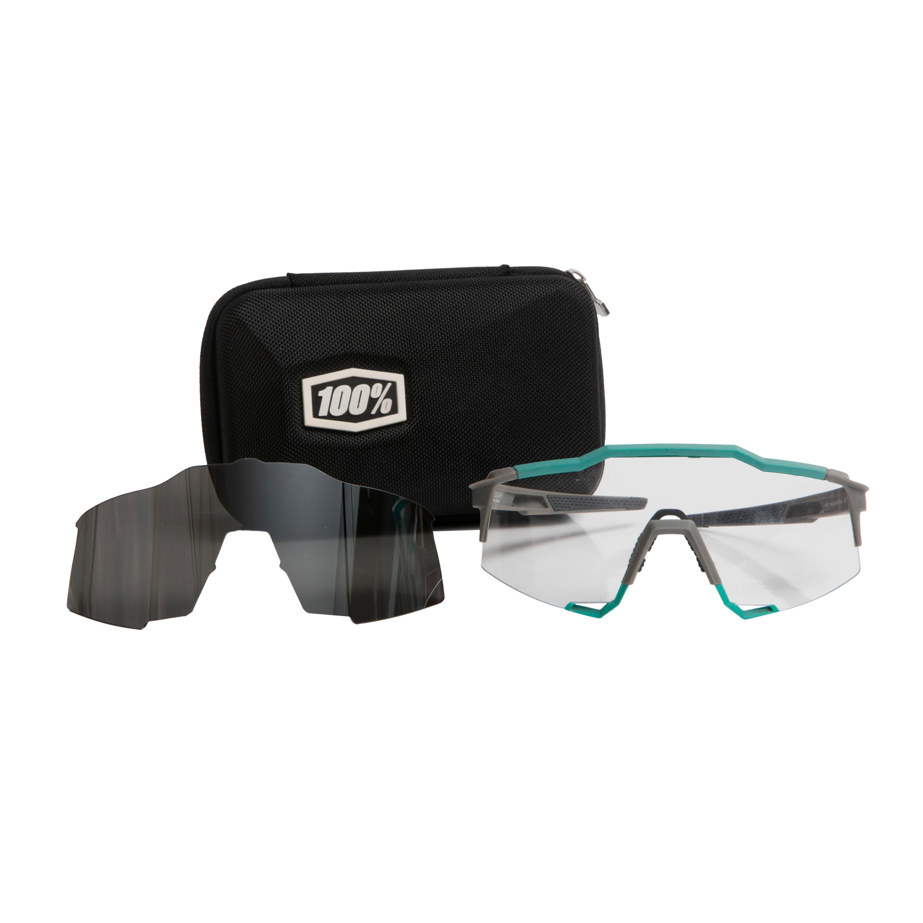 Óculos Masculino Ciclismo SpeedCraft H09 Cinza/Verde Com Lente E Estojo