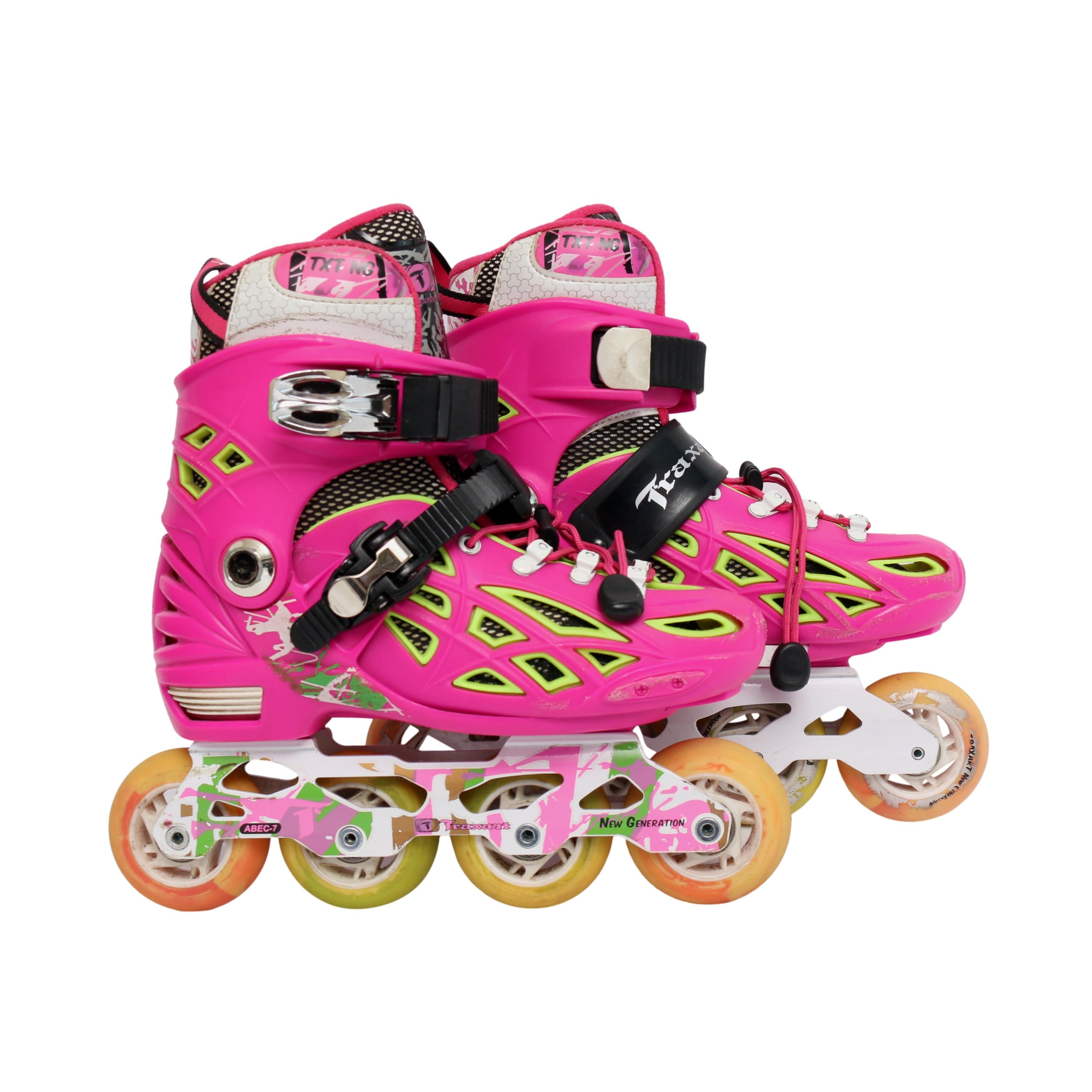Patins Feminino Traxart New Generation Rosa - Tamanho P + Kit Proteção