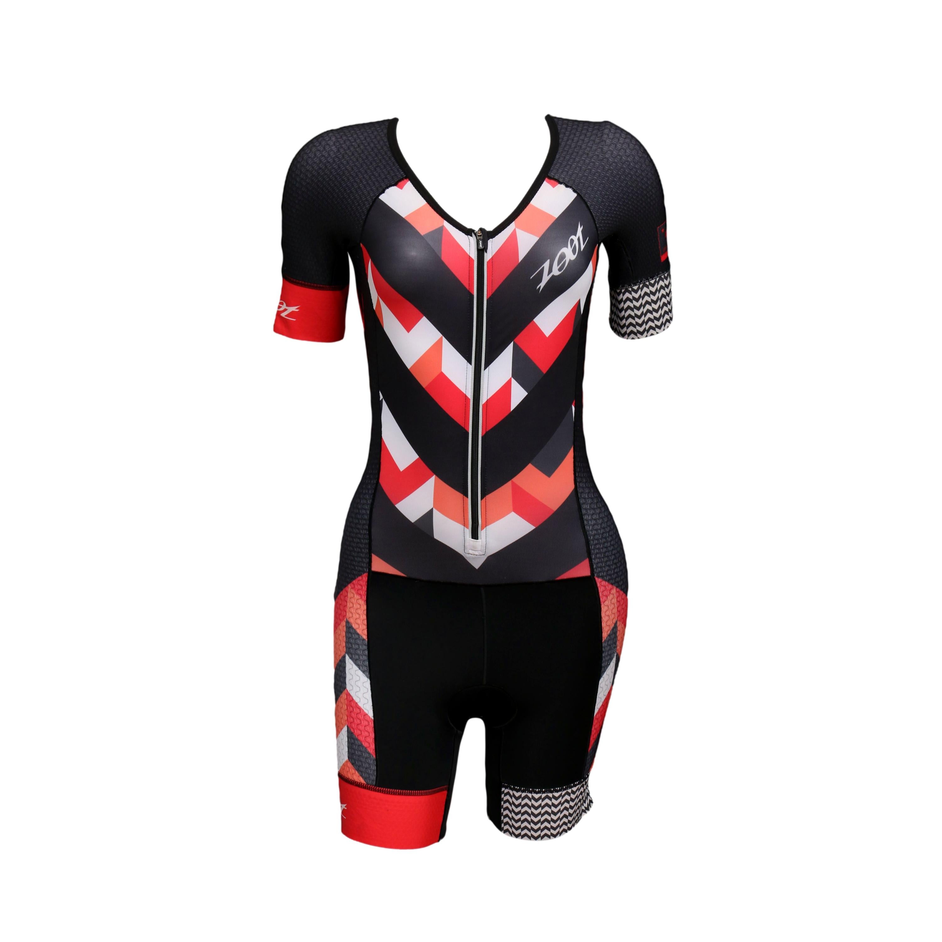 Macaquinho De Triathlon Feminino Ciclismo Zoot Ultra Preto e Vermelho - Tamanho P