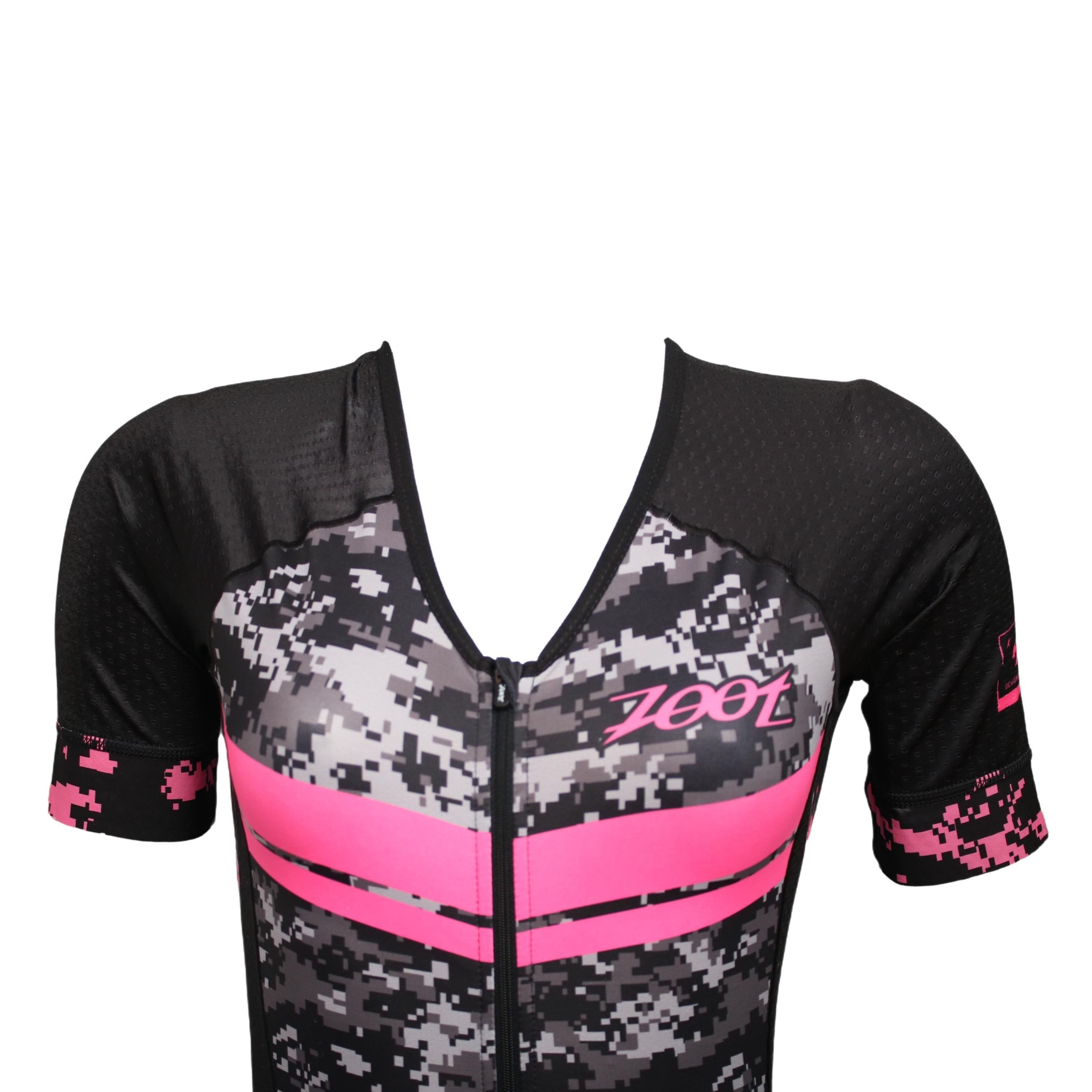 Macaquinho De Triathlon Feminino Ciclismo Zoot Tri LTD Preto e Rosa - Tamanho P
