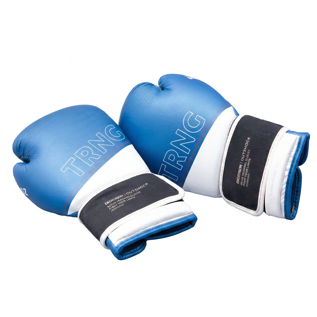 Luvas Unissex Boxe Outshock (Decathlon) BG120 Azul e Branco ND - 14 OZ