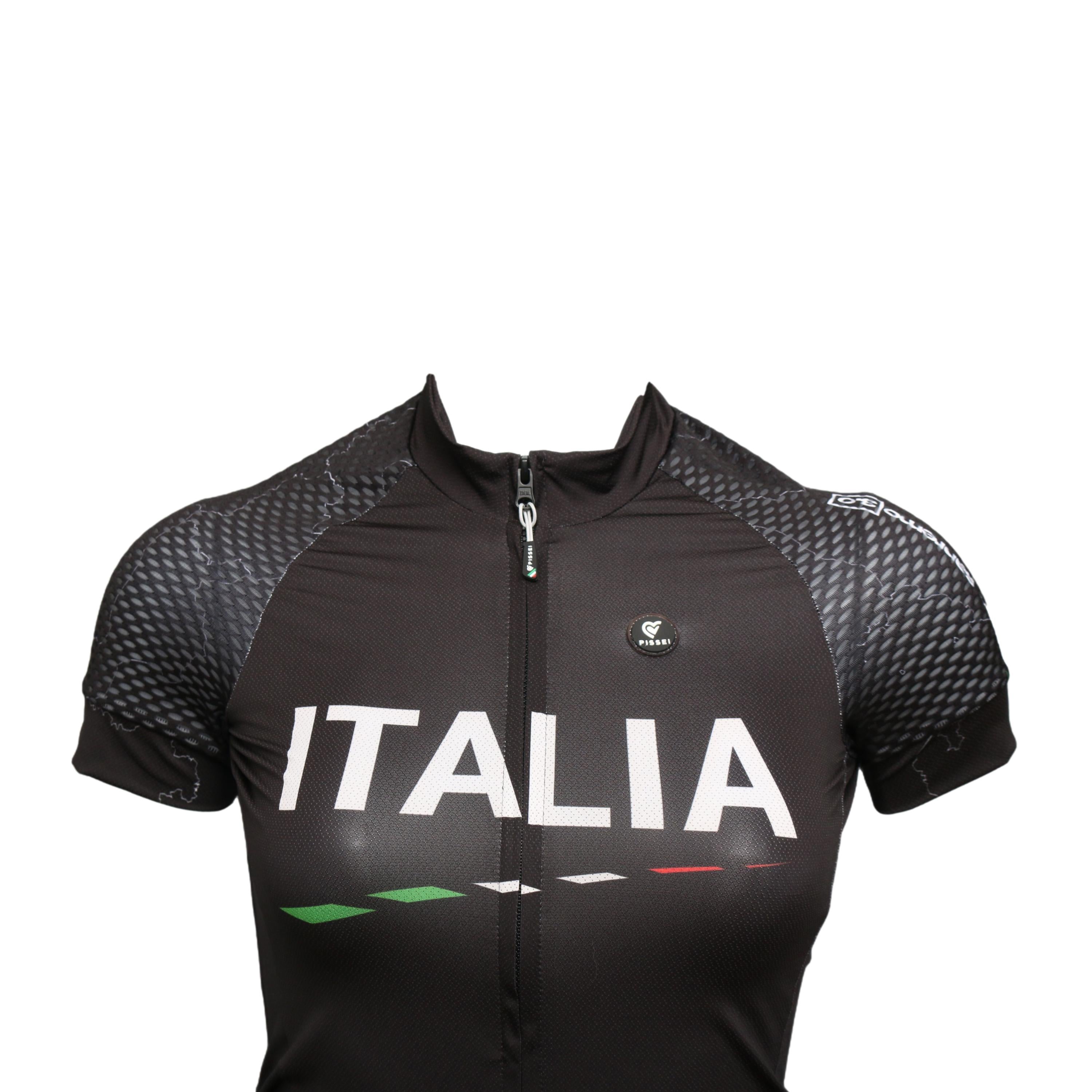 Jersey Feminina Ciclismo Pissei Sanremo Italia Preta - Tamanho XXS