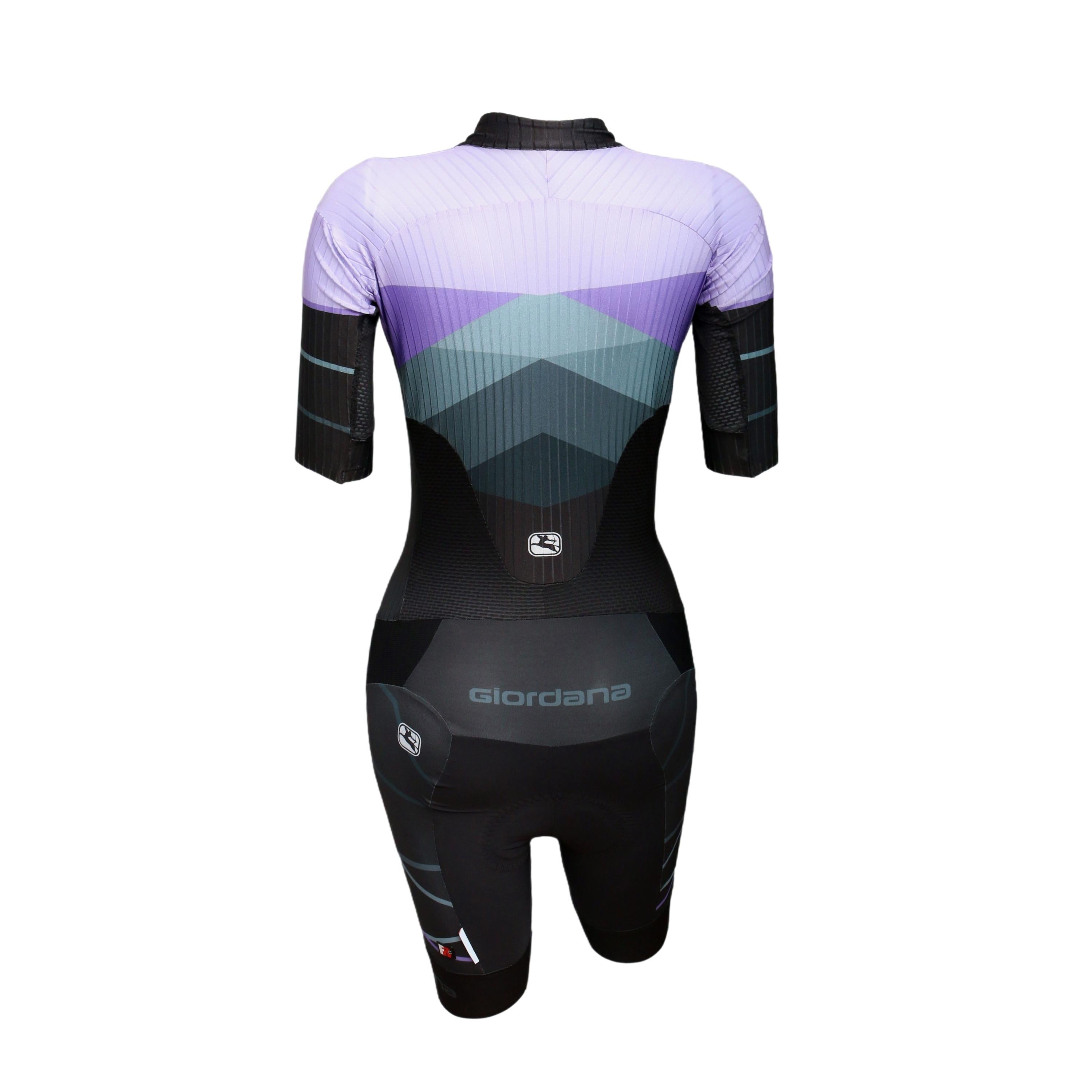 Macaquinho De Triathlon Feminino Giordana Ciclismo FR-C Pro Preto, Rosa E Roxo - Tamanho S