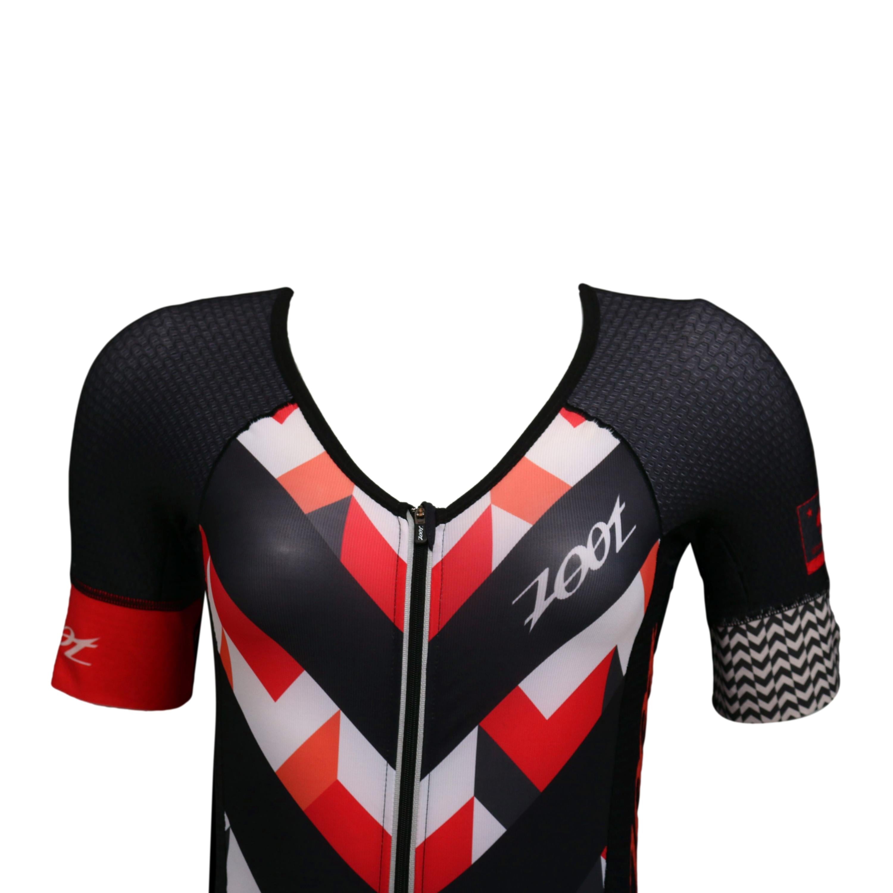 Macaquinho De Triathlon Feminino Ciclismo Zoot Ultra Preto e Vermelho - Tamanho P
