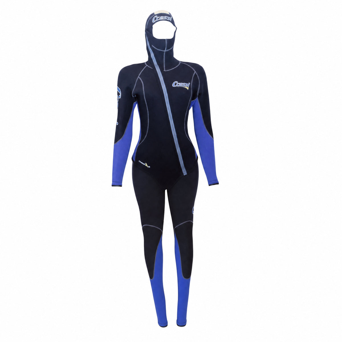 Conjunto Feminino Roupa De Mergulho Neoprene Cressi Medas 5mm Preto e Azul - Tamanho L/4