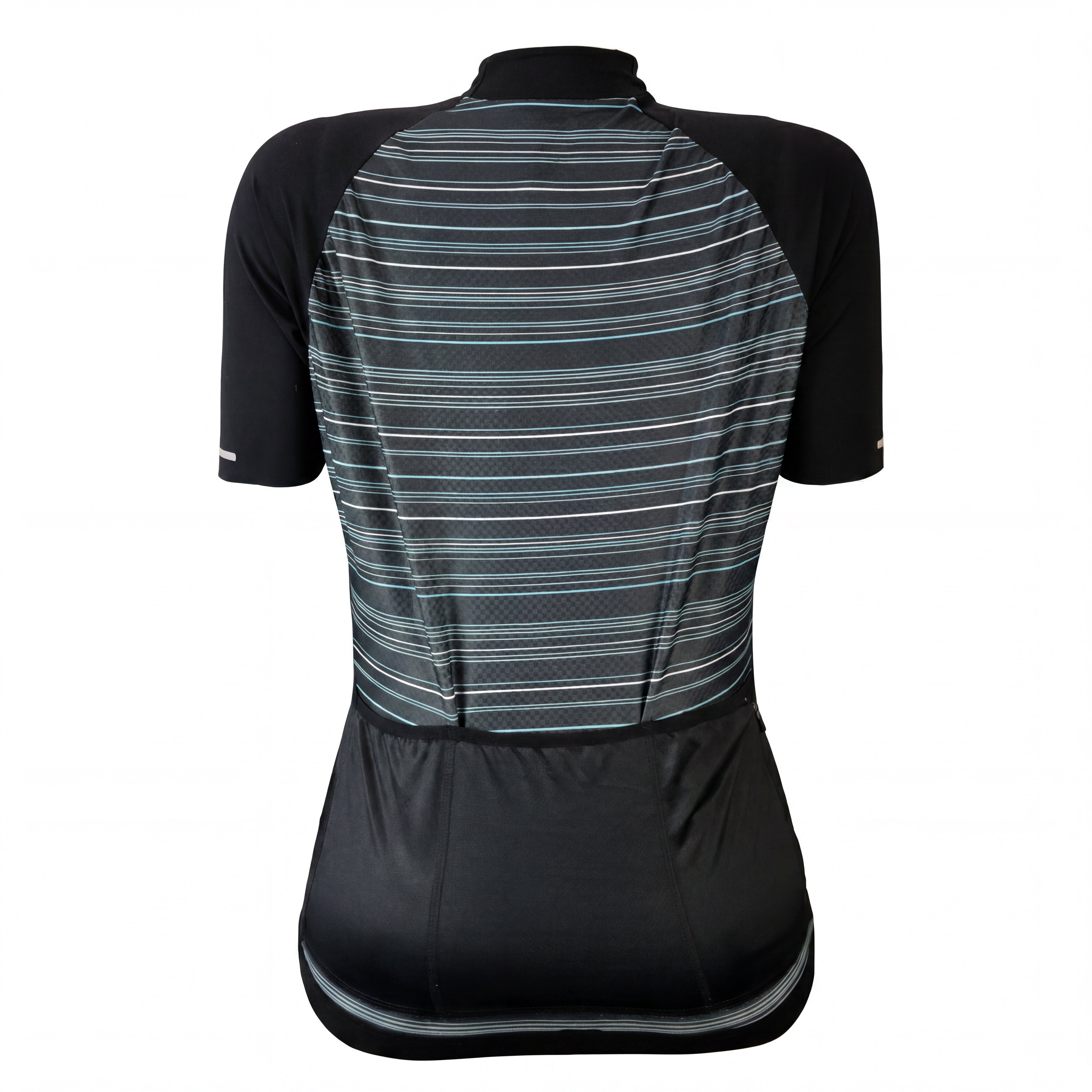 Jersey Feminino Ciclismo Bioracer Sprinter Coldblack Light Preto e Listras Brancas - Tamanho M / Novo