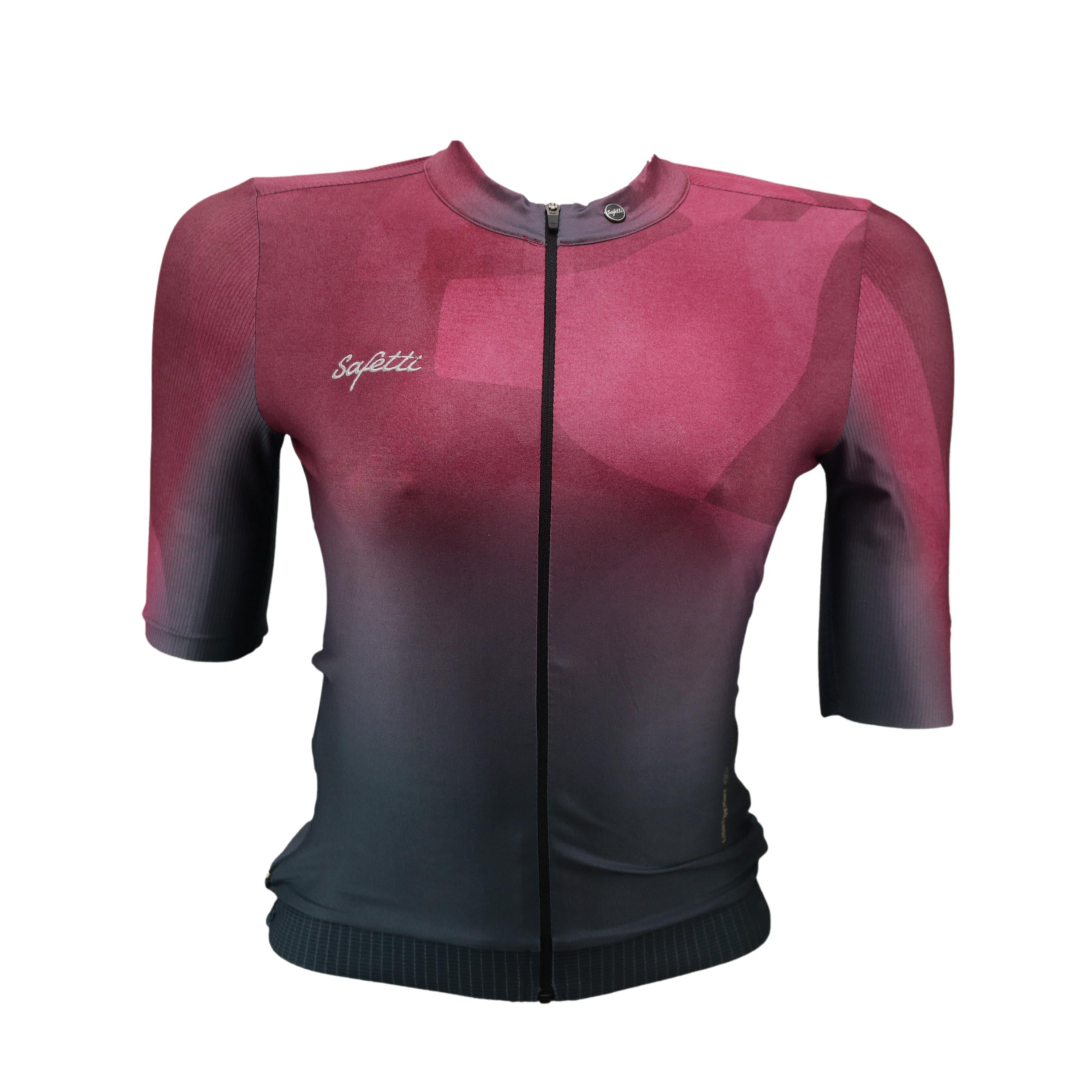 Jersey Feminina Ciclismo Safetti Cadence Vermelho Com Degradê Cinza- Tamanho PP