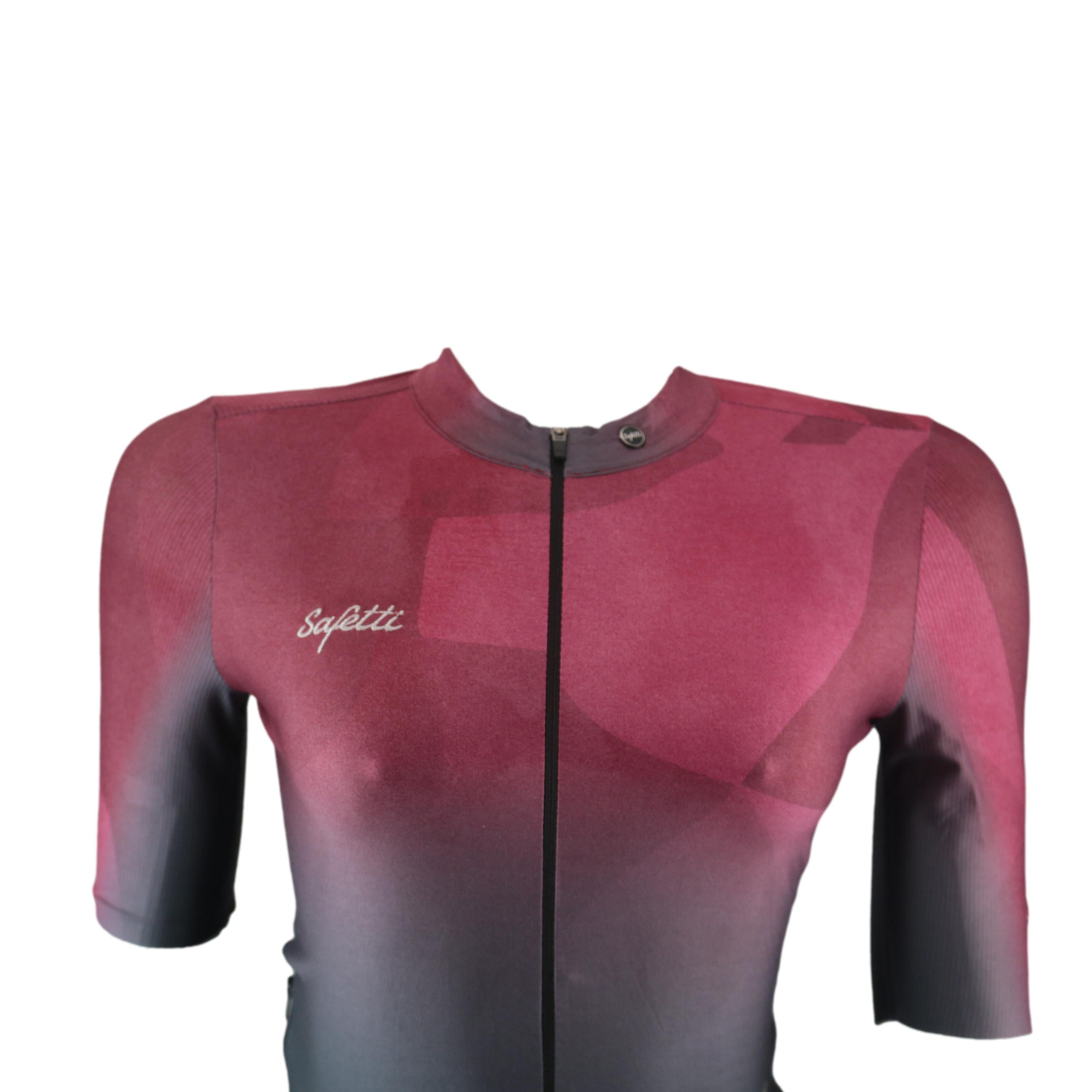 Jersey Feminina Ciclismo Safetti Cadence Vermelho Com Degradê Cinza- Tamanho PP