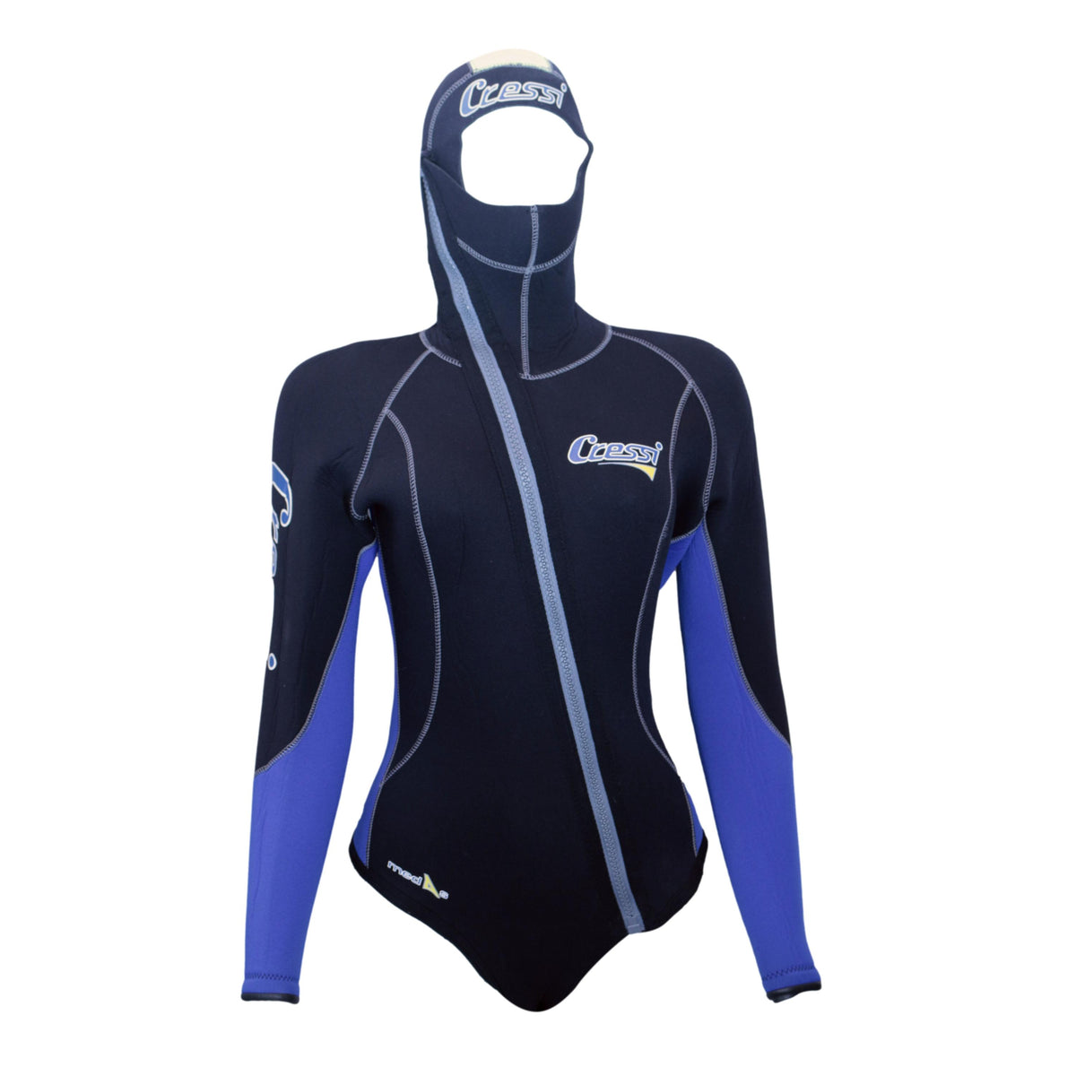 Conjunto Feminino Roupa De Mergulho Neoprene Cressi Medas 5mm Preto e Azul - Tamanho L/4
