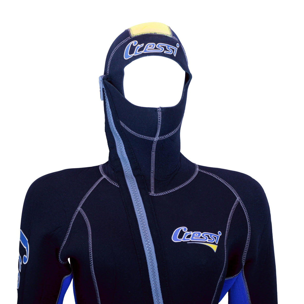 Conjunto Feminino Roupa De Mergulho Neoprene Cressi Medas 5mm Preto e Azul - Tamanho L/4