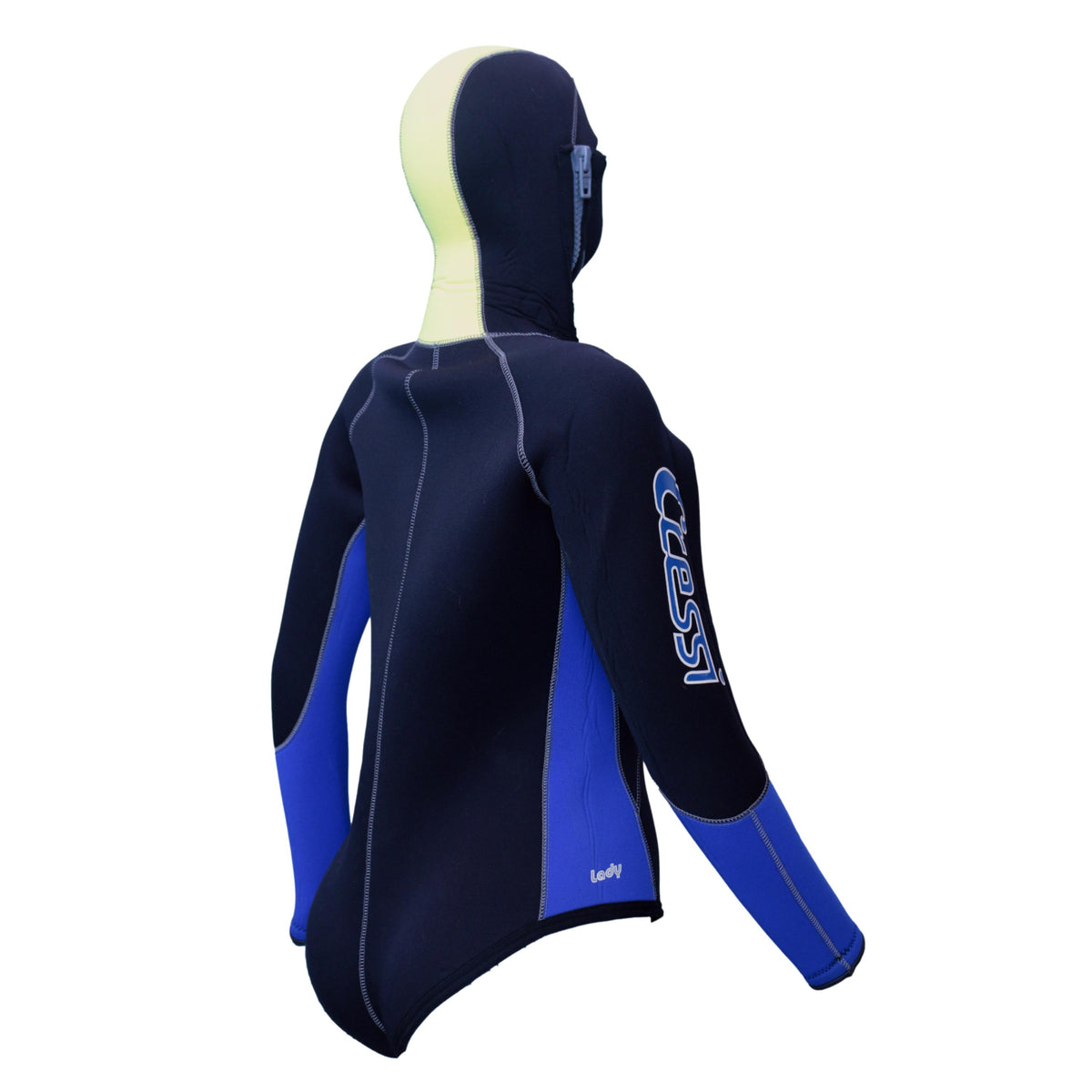 Conjunto Feminino Roupa De Mergulho Neoprene Cressi Medas 5mm Preto e Azul - Tamanho L/4