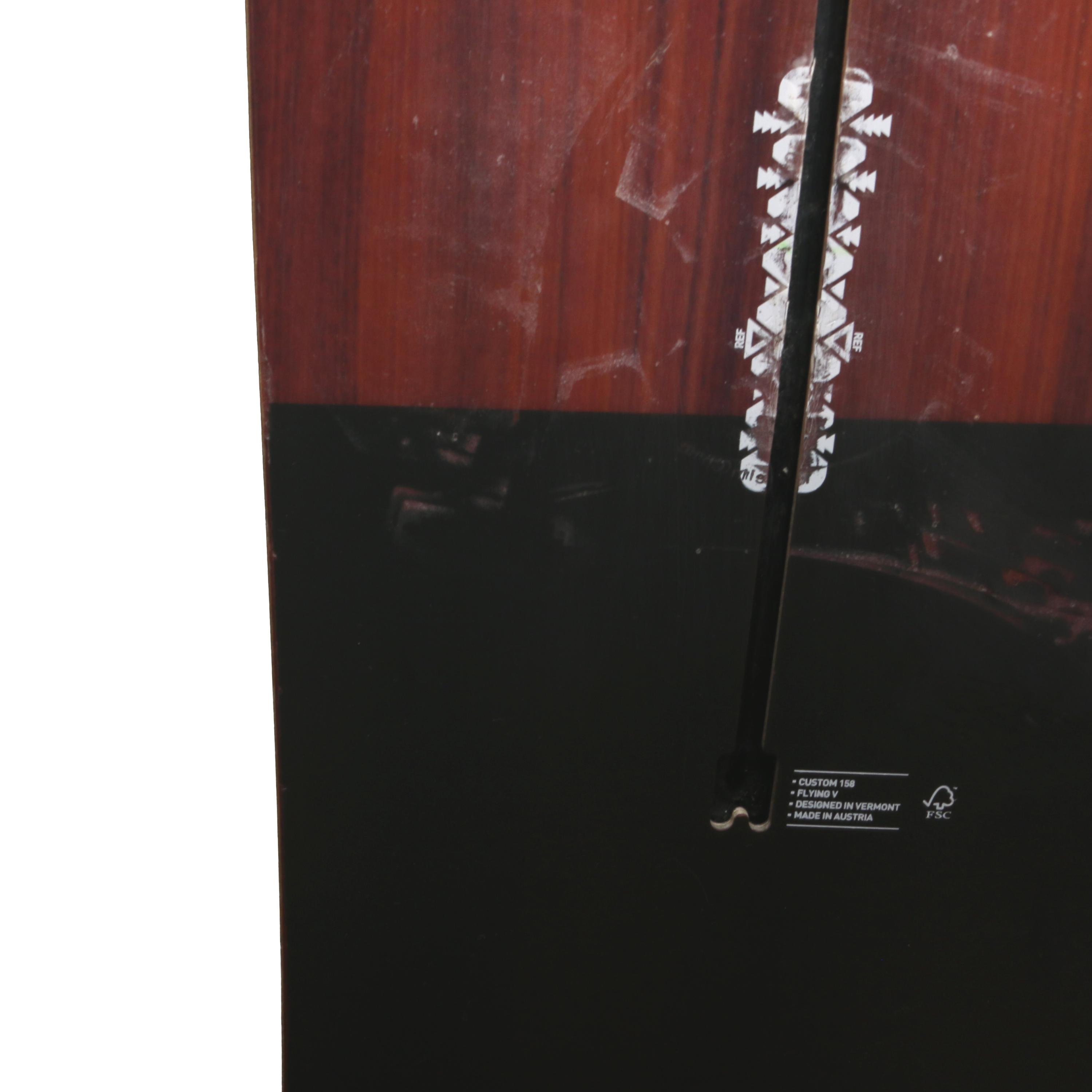 Prancha Snowboard Unissex Ski/ Snowboard Burton Custom Flying V Amadeirado/ Preto e Cinza - Tamanho 158cm