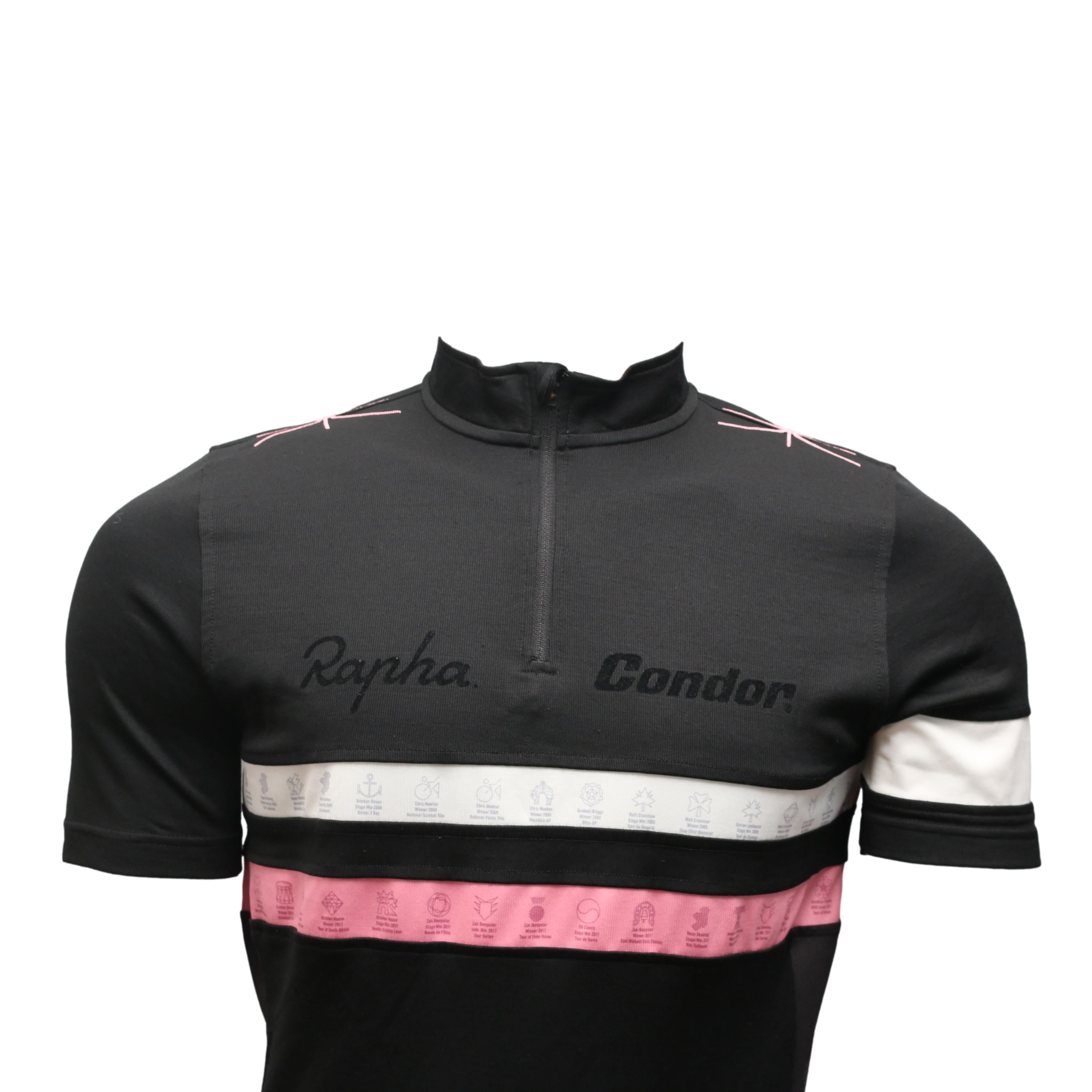 Jersey Masculina Ciclismo Rapha JLT Celebratory	Preto/ Branco e Rosa - Tamanho L