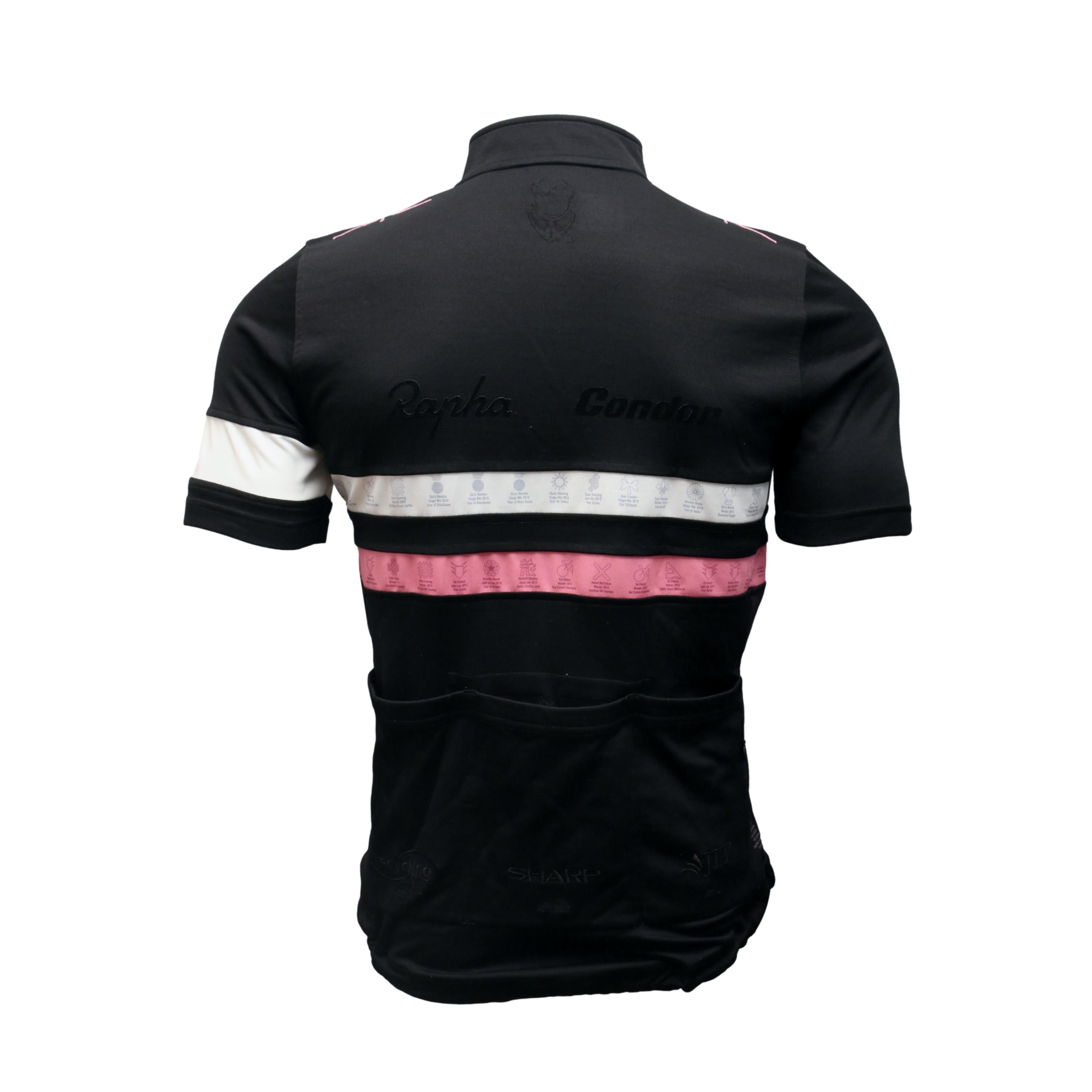 Jersey Masculina Ciclismo Rapha JLT Celebratory	Preto/ Branco e Rosa - Tamanho L