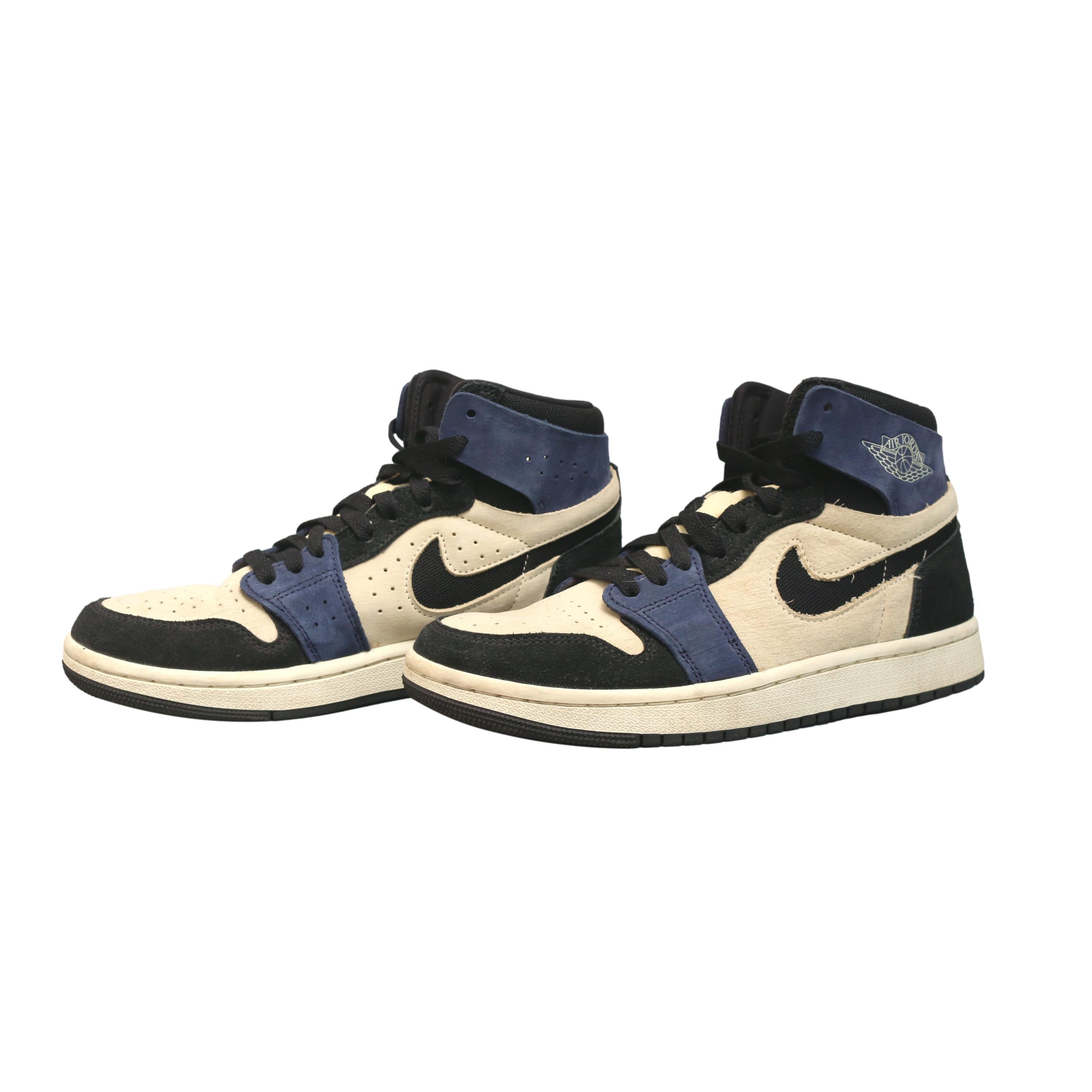 Tênis Infantil Nike Air Jordan 1 High Zoom Comfort Psychic Cano Alto Azul Marinho e Preto - Tamanho 7.5 US
