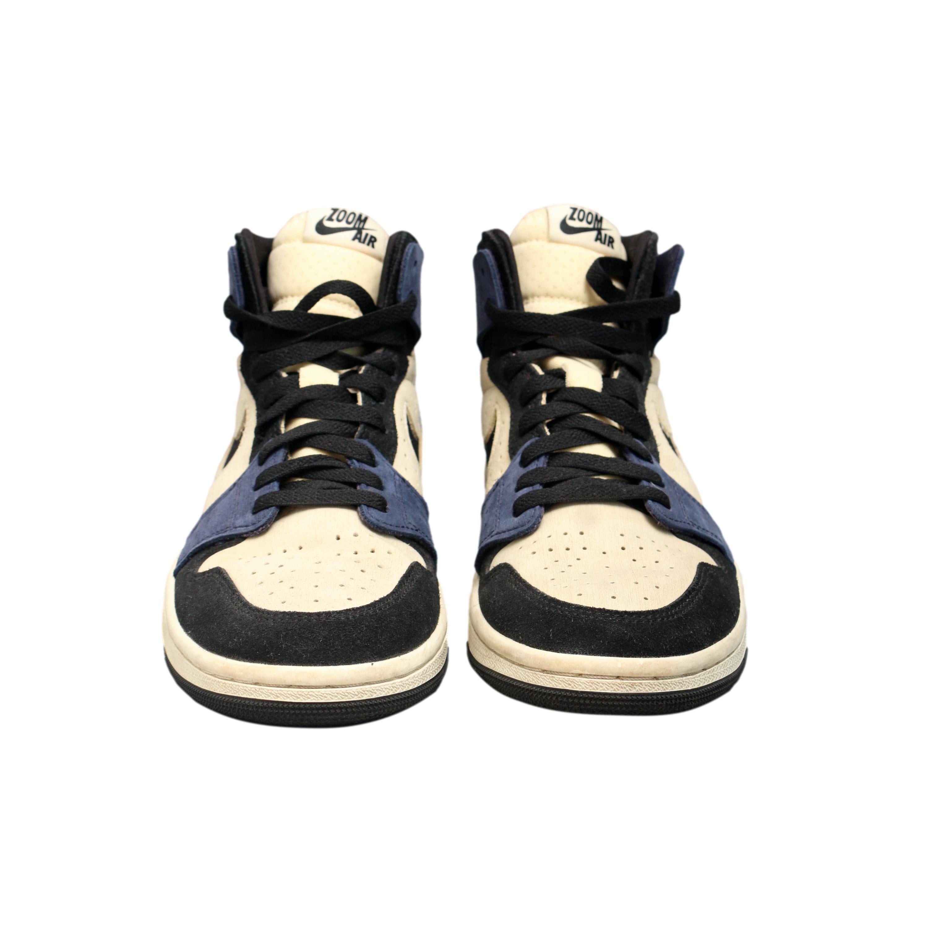 Tênis Infantil Nike Air Jordan 1 High Zoom Comfort Psychic Cano Alto Azul Marinho e Preto - Tamanho 7.5 US