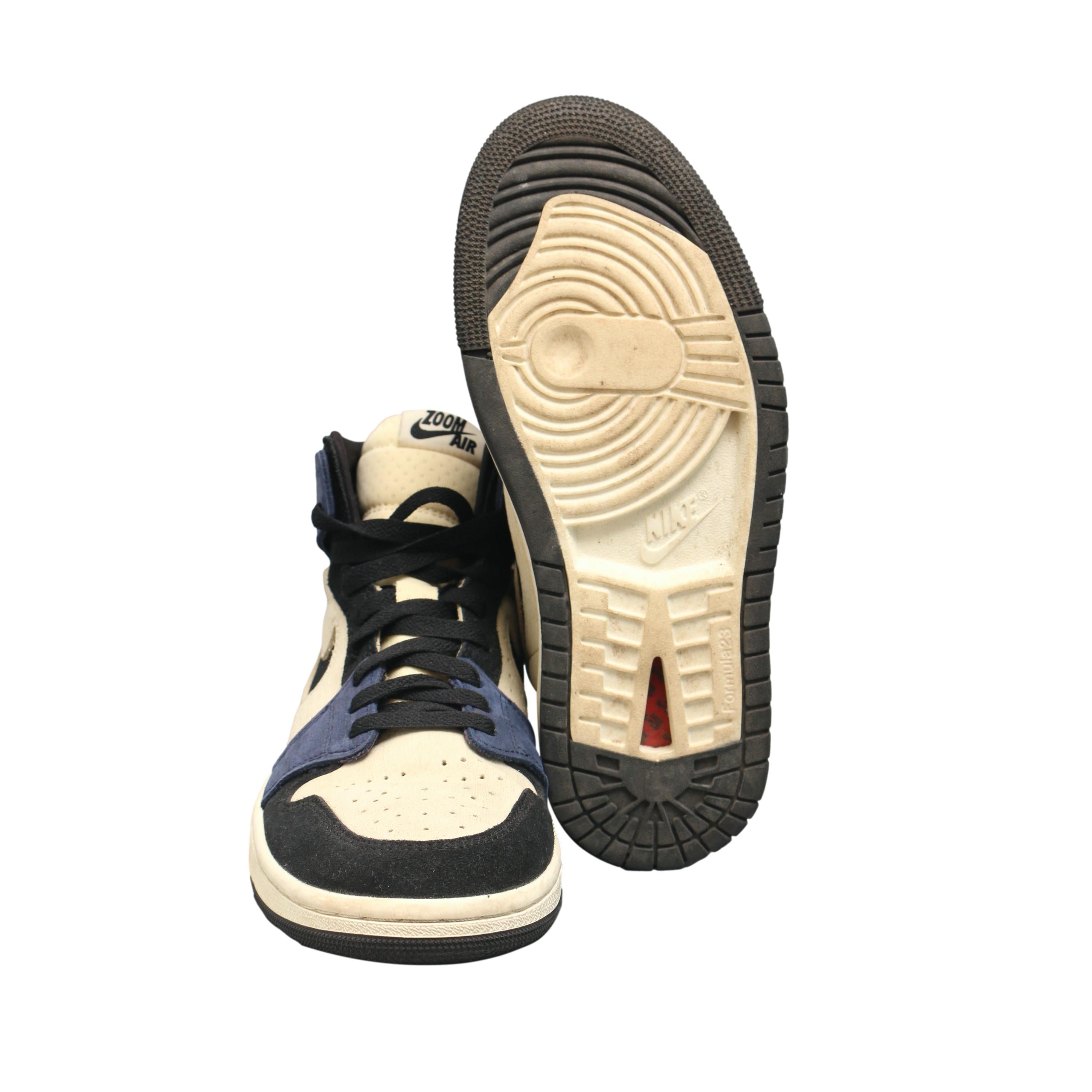 Tênis Infantil Nike Air Jordan 1 High Zoom Comfort Psychic Cano Alto Azul Marinho e Preto - Tamanho 7.5 US