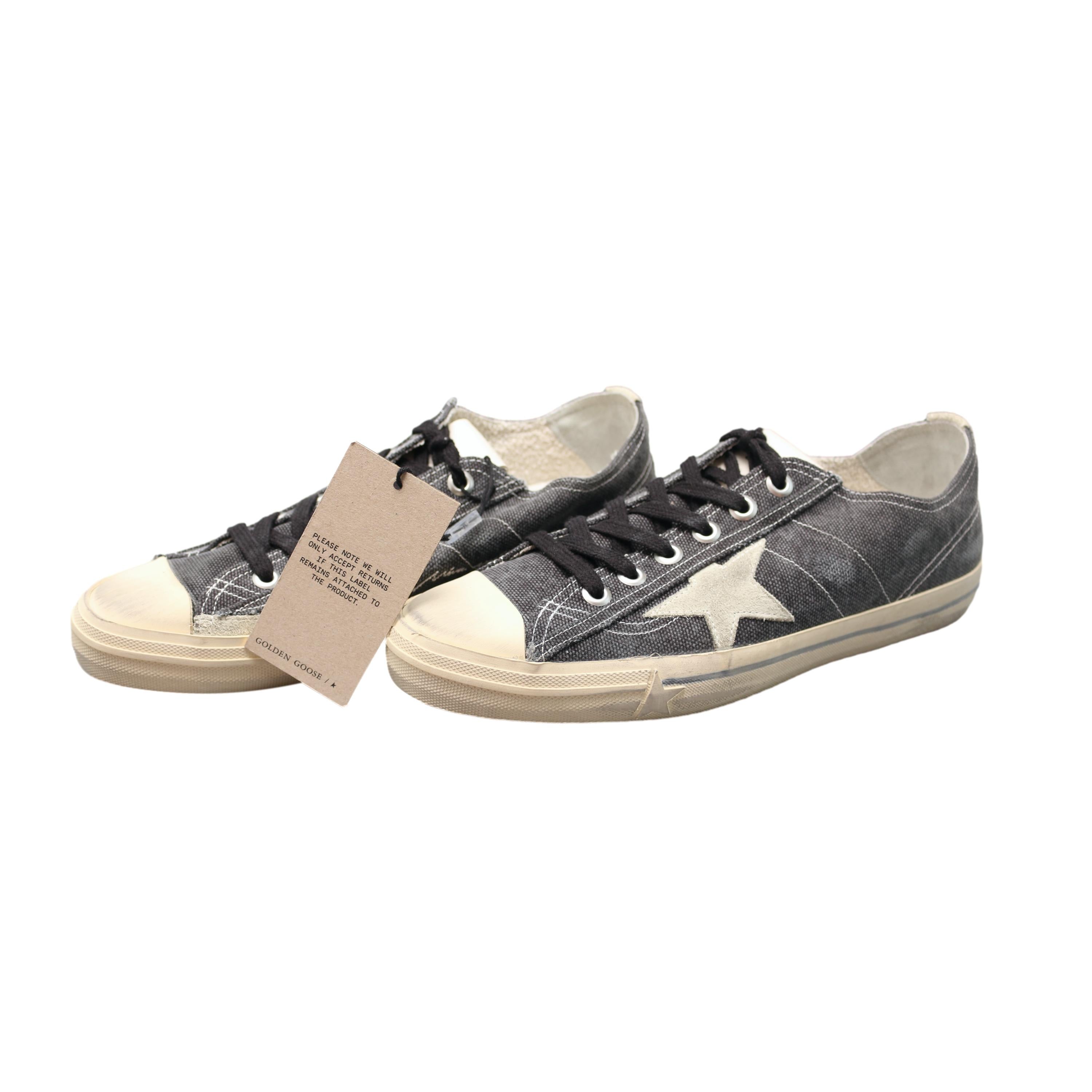 Tênis Masculino Golden Goose V-Star Canvas Cinza Grafite - Tamanho 42 Brasil