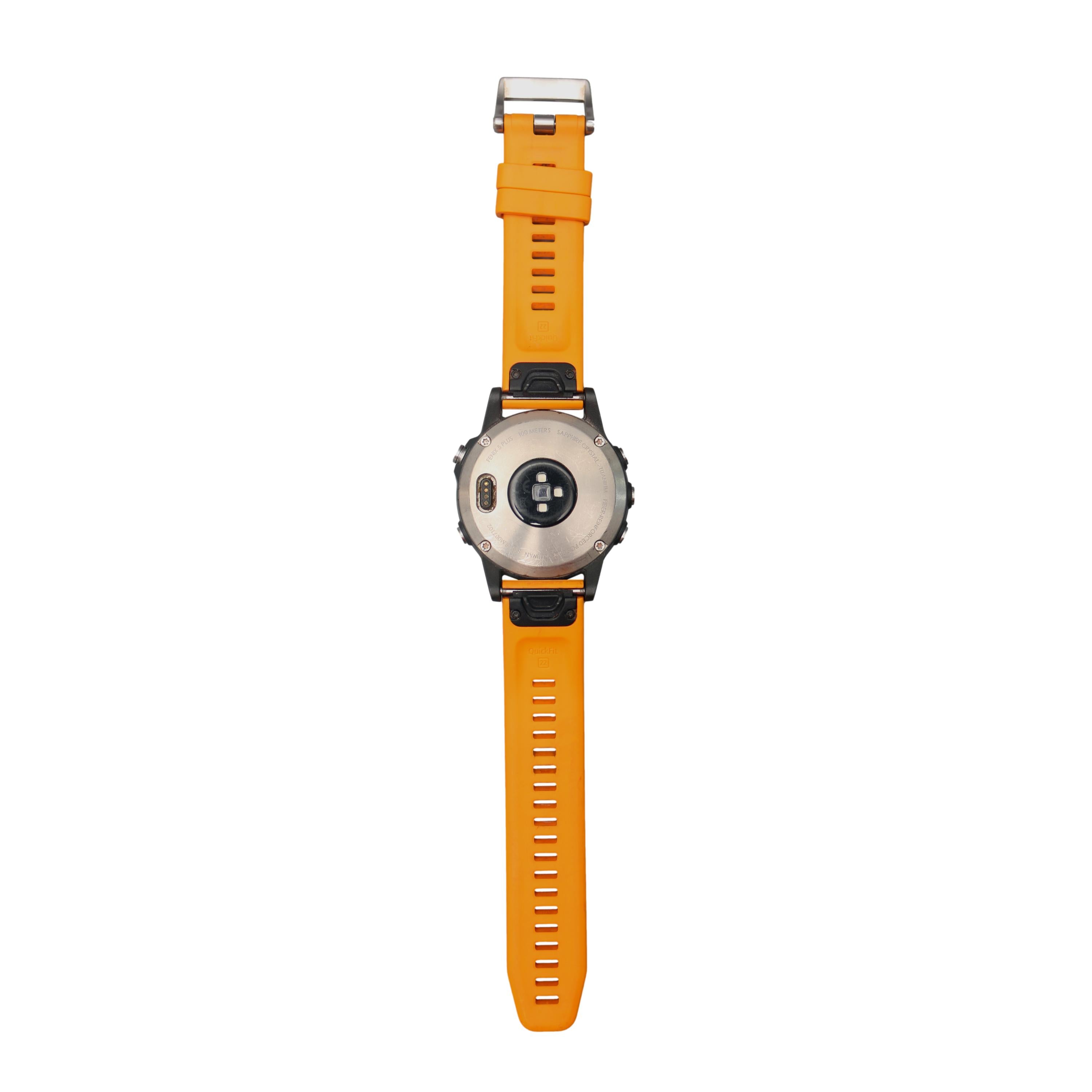 Relógio Ciclismo Garmin Fenix 5 Plus Preto e Laranja | Unend