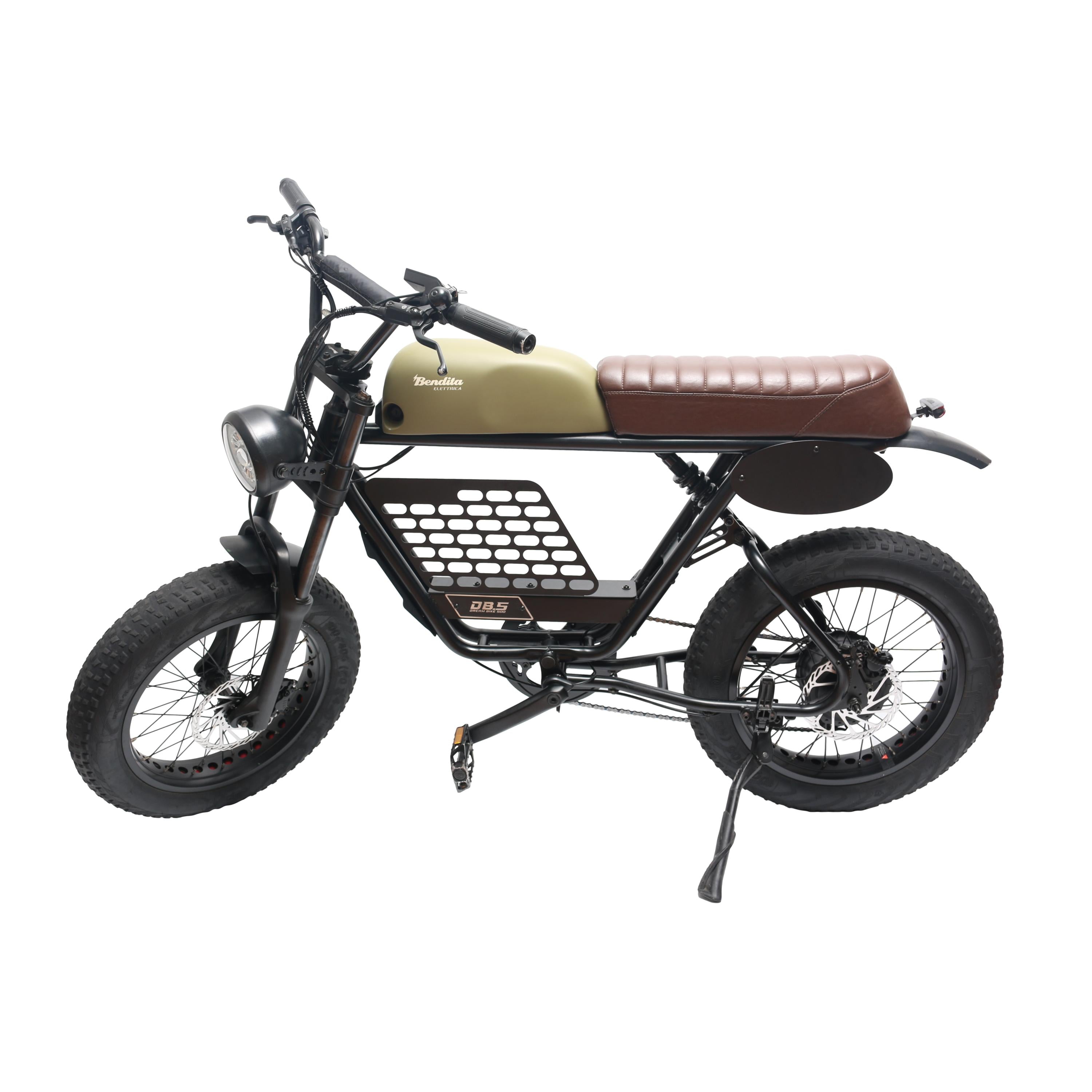 Bike Elétrica Bendita Elettrica DB5 Preta, Verde e Marrom