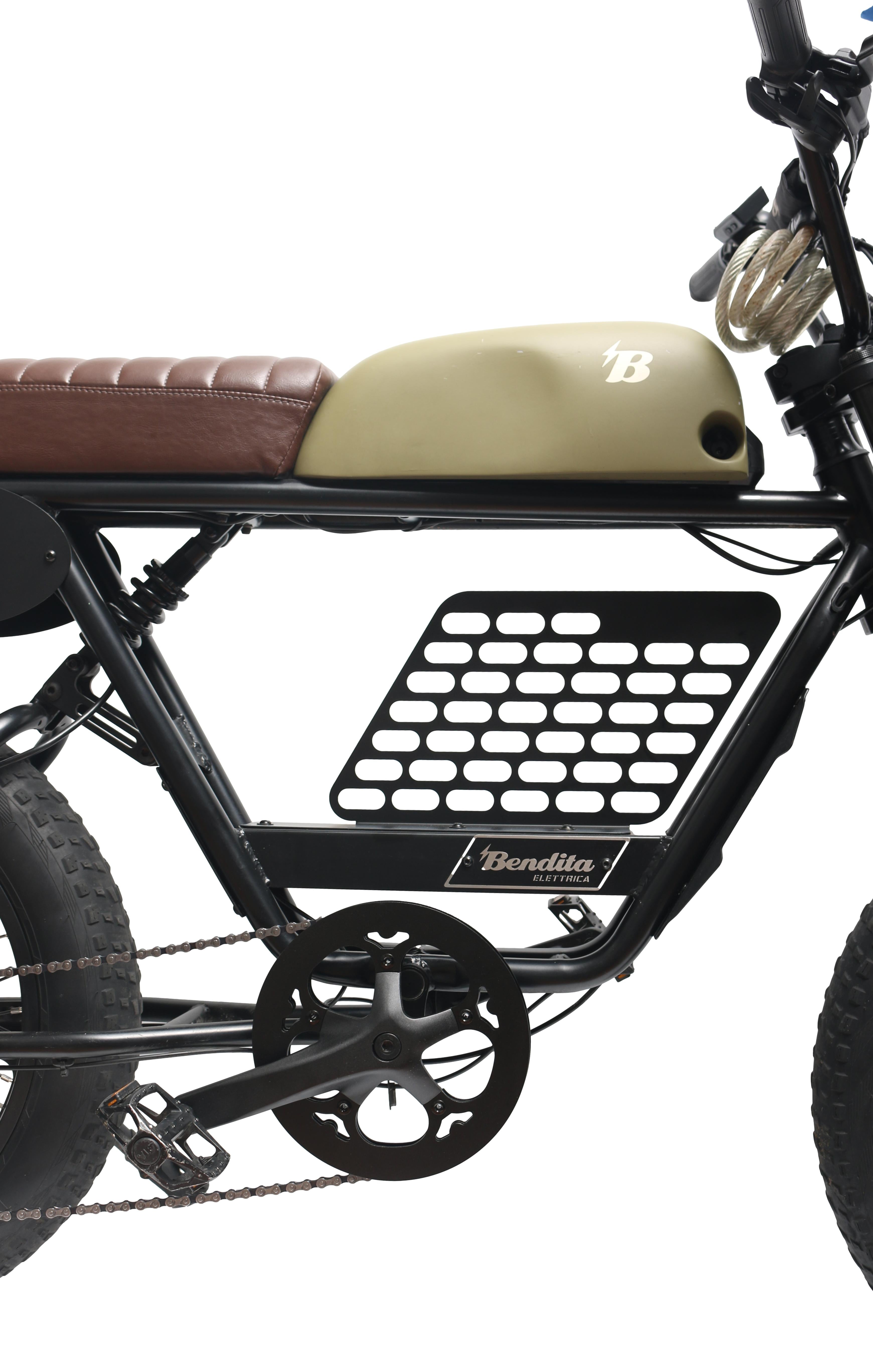 Bike Elétrica Bendita Elettrica DB5 Preta, Verde e Marrom