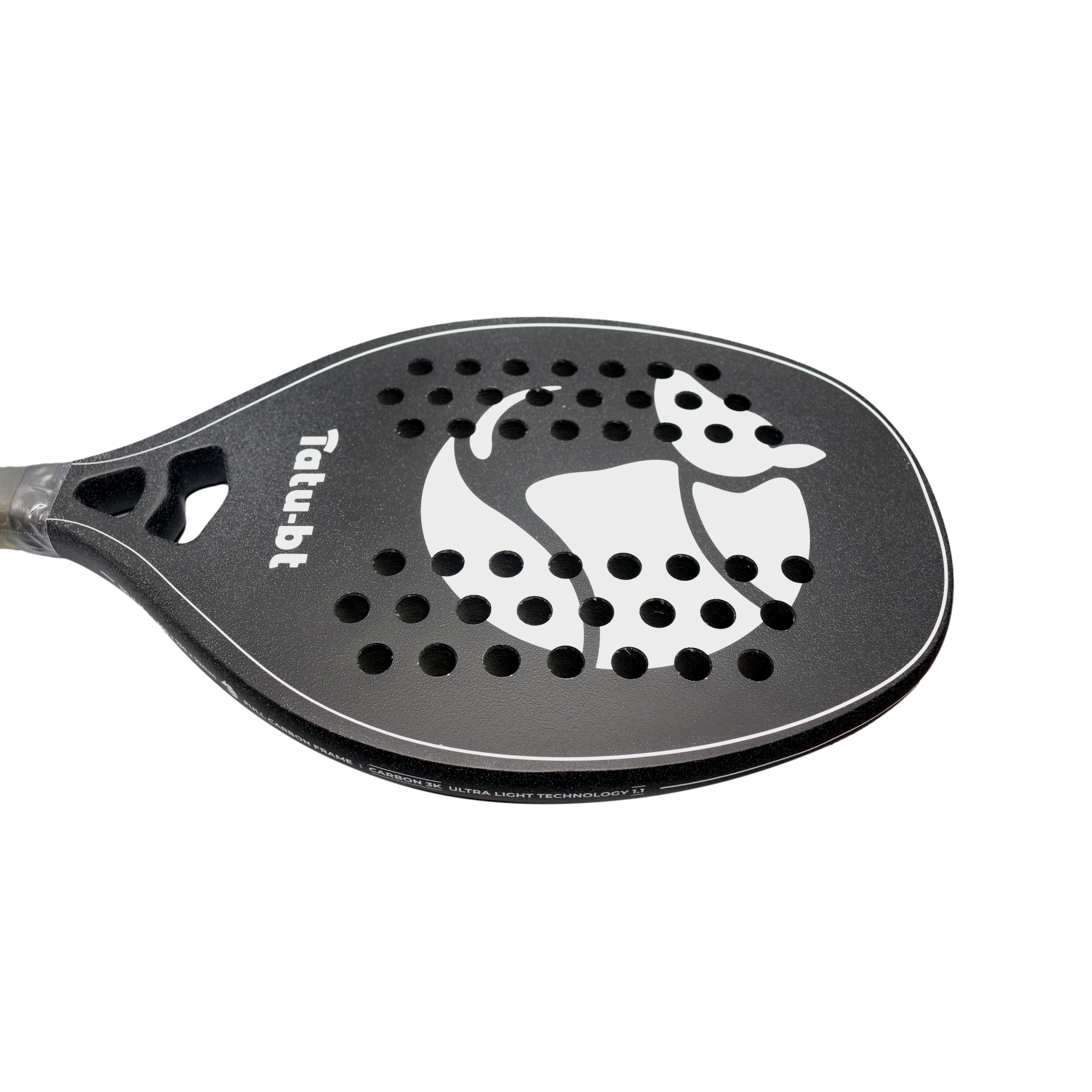 Raquete Beach Tennis Tatu-bt Carbono 3k All Black Limited Edition Com Capa - Tamanho 500mm X 22mm