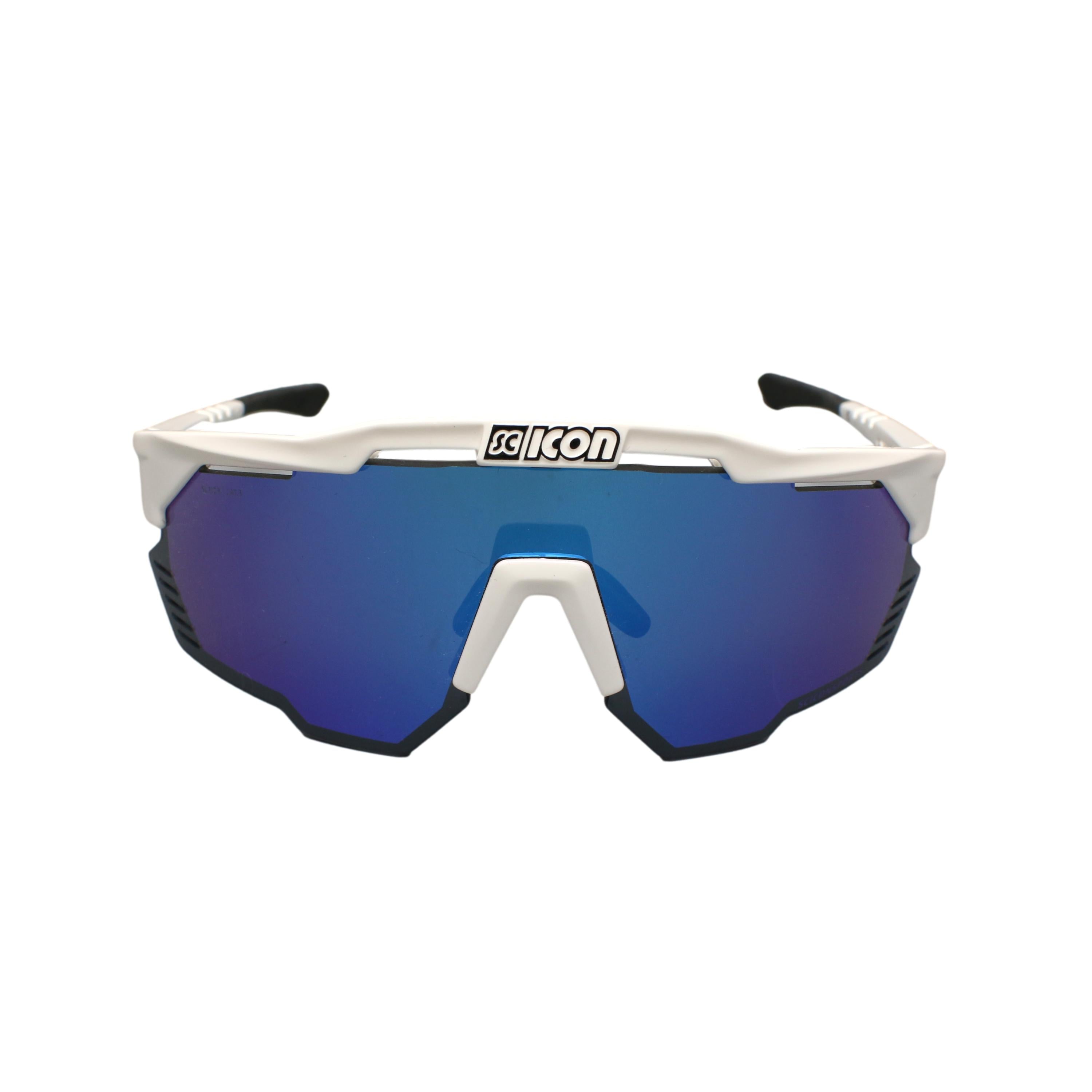 Óculos Unissex Ciclismo Scicon Aeroshade Kunken Branco/ Lente Azul - Tamanho Único