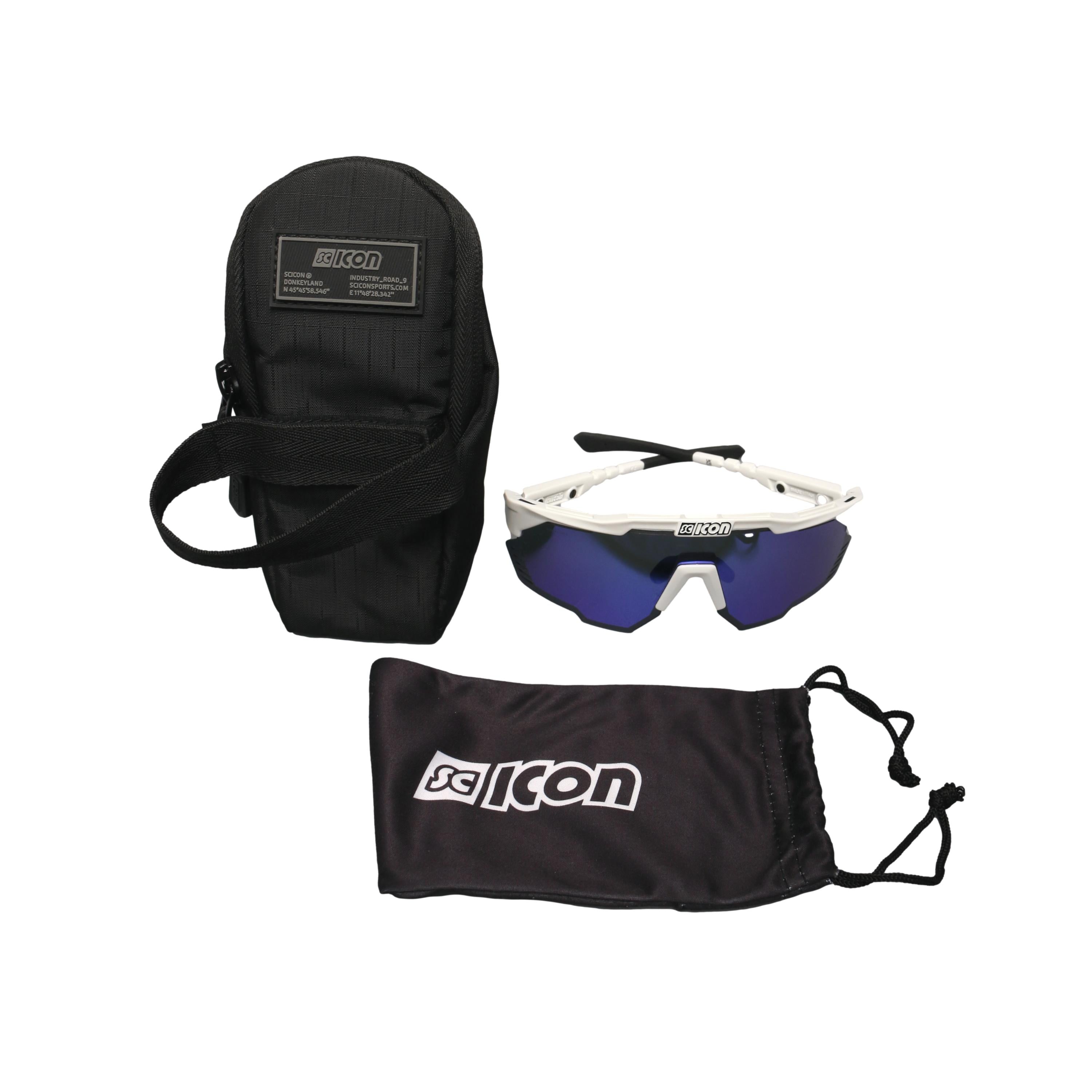 Óculos Unissex Ciclismo Scicon Aeroshade Kunken Branco/ Lente Azul - Tamanho Único